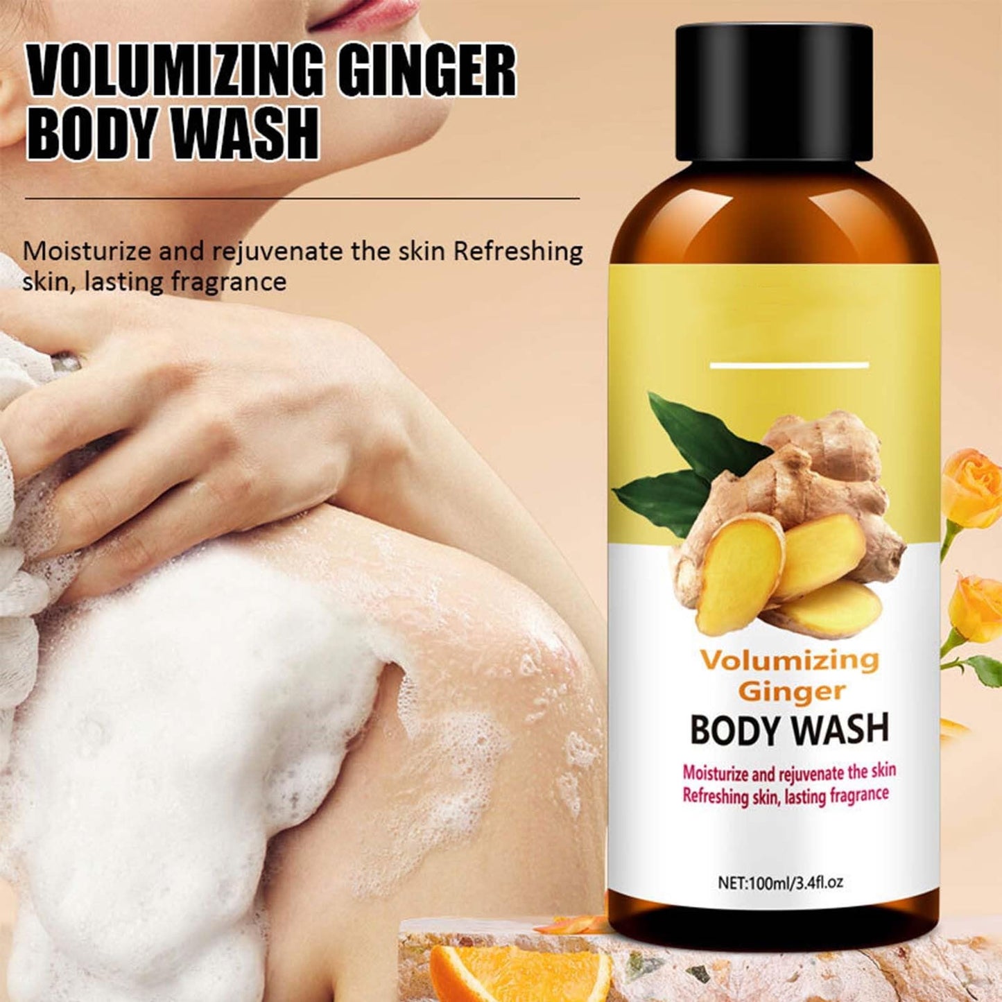 Shampoo & Conditioner & Body wash, Body Wash and Hair Care Gift Set,Ginger Skincare Relaxing Home Spa Set, Anti Hair Loss, Strengthen & Volumize, Bath Beauty & Personal Care MeiPlumLai