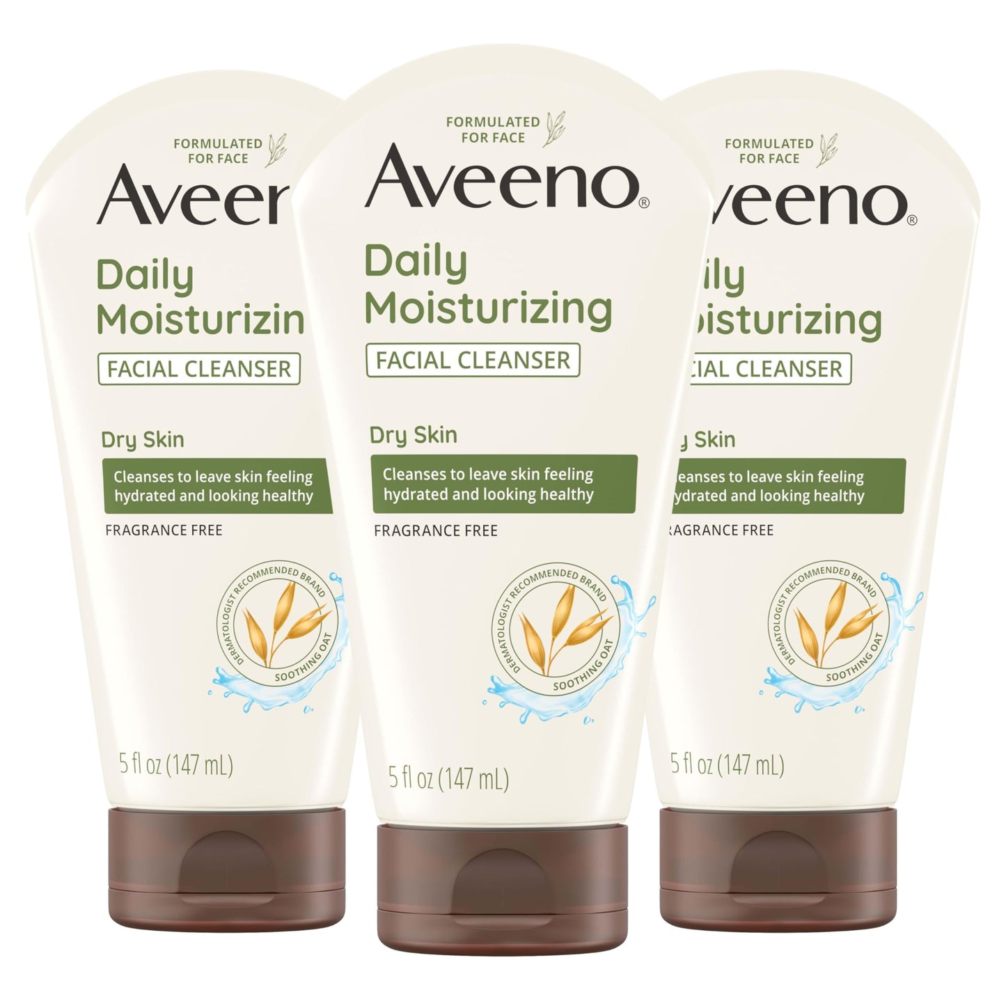 Aveeno Daily Moisturizing Facial Cleanser for Dry Skin, Hydrating Acne Face Wash with Soothing Oat for soft & Supple Skin, Free of Parabens, Sulfates Beauty & Personal Care Aveeno
