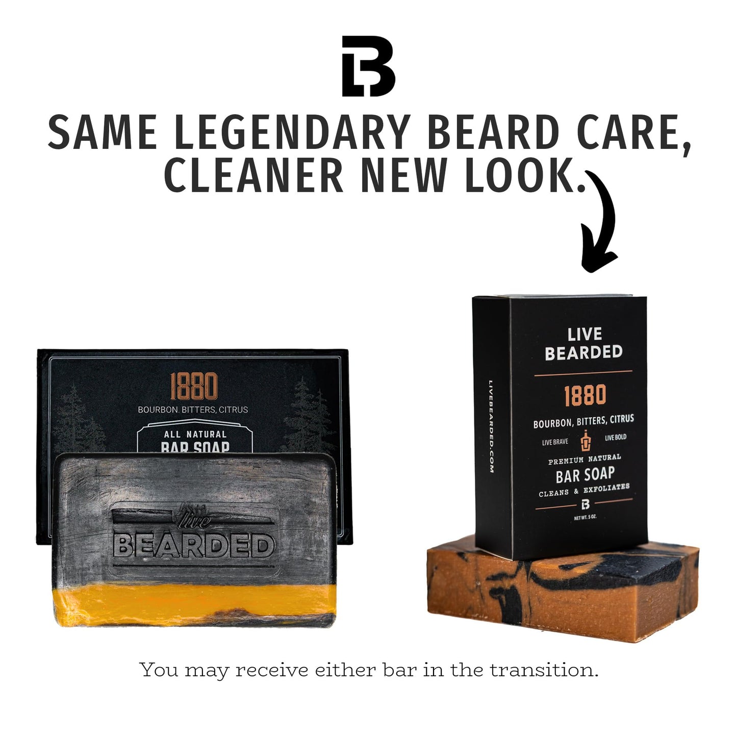 Live Bearded All-Natural Bar Soap for Men, 6-Pack of 5 oz - Made in the USA - Exfoliates and Moisturizes - Charcoal, Pumice, Shea Butter | 1880 Scent Beauty & Personal Care Live Bearded