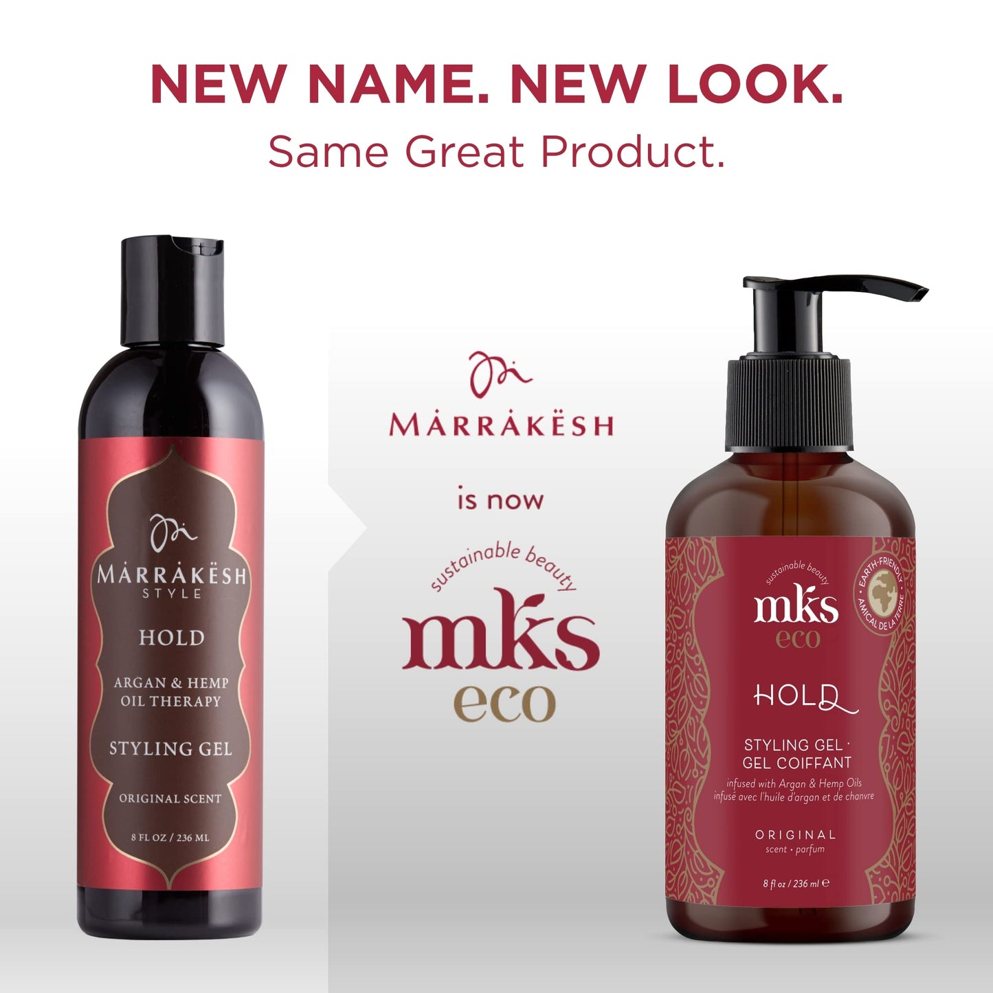 MKS eco Hold, Original Scent - 8 oz - Styling Gel - Medium, Flexible Hold - With Moroccan Argan Oil, Hemp Seed Oil - Vegan & Cruelty Free - Safe Beauty & Personal Care Earthly Body