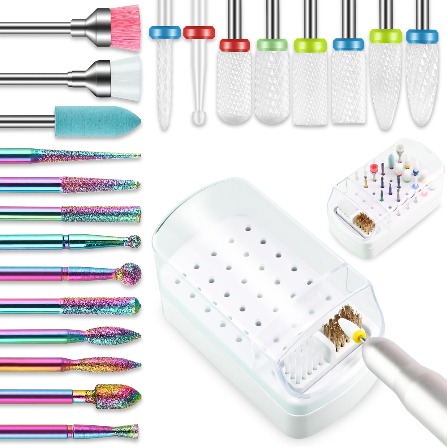 21pcs Nail Drill Bits Sets with Nail Drill Holder Case, 3/32 Inch Cuticle Electric Nail File & Ceramic Acrylic Gel Nail Bit Kit, Carbide Cuticle Beauty and Personal Care Depvko Default Title