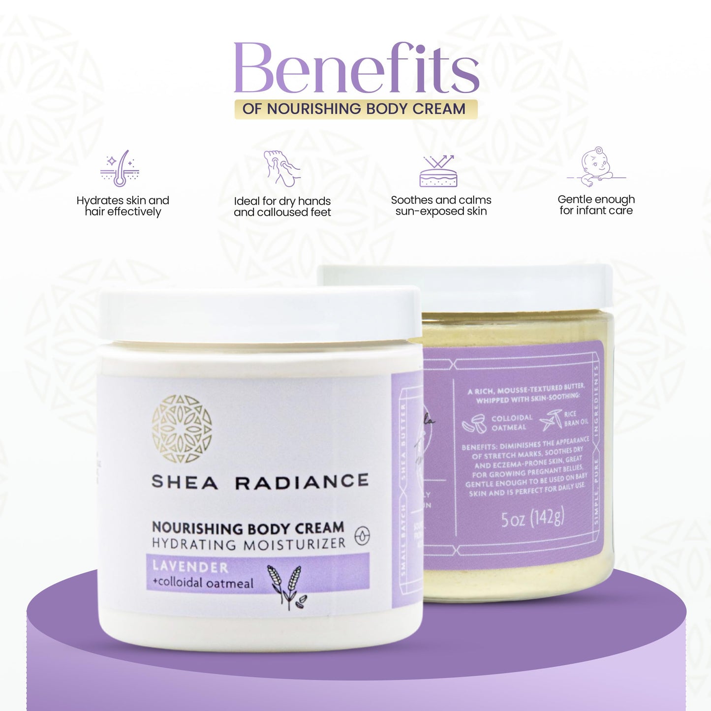 Shea Radiance Nourishing Body Cream with Colloidal Oatmeal | Hydrating Moisturizer for Sensitive Skin | Gentle Hydration with Long Lasting Moisture | Beauty & Personal Care Shea Radiance