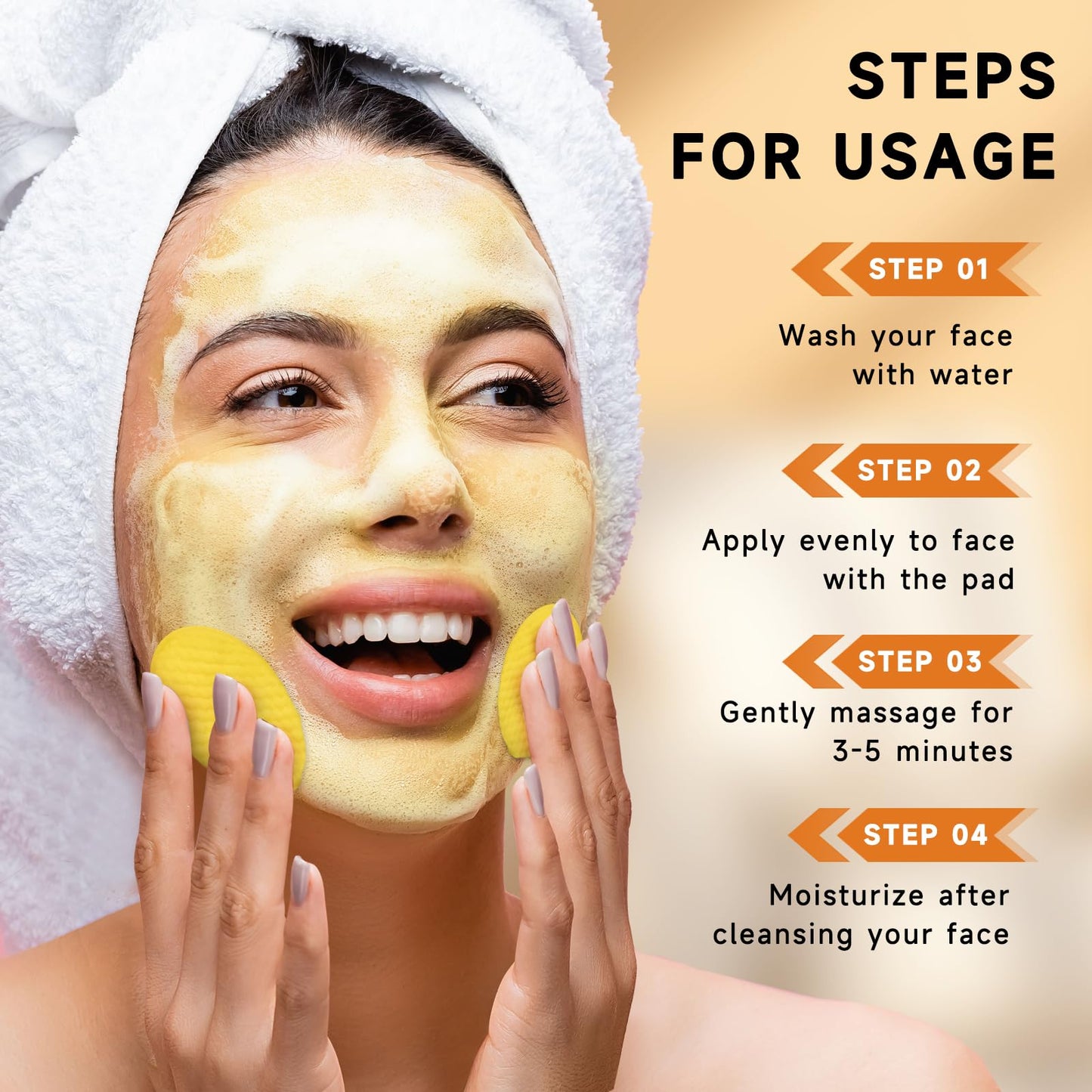Pumkot Turmeric Kojic Acid Cleansing Pads, Turmeric Face Scrub Pads Enriched with Kojic Acid, 60PCS Beauty & Personal Care Pumkot