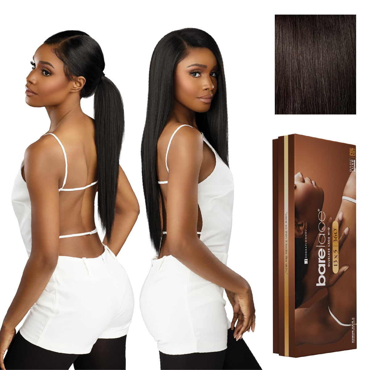 Sensationnel Barelace 13x5 360 LaceWig-Unit 1, 2 DARKBROWN