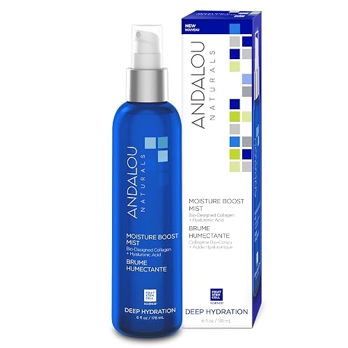 Andalou Naturals Face Mist, Moisture Boost Facial Spray with Hyaluronic Acid & Collagen, Hydrating & Moisturizing Skin Care for Dry and Dehydrated Beauty & Personal Care Andalou Naturals
