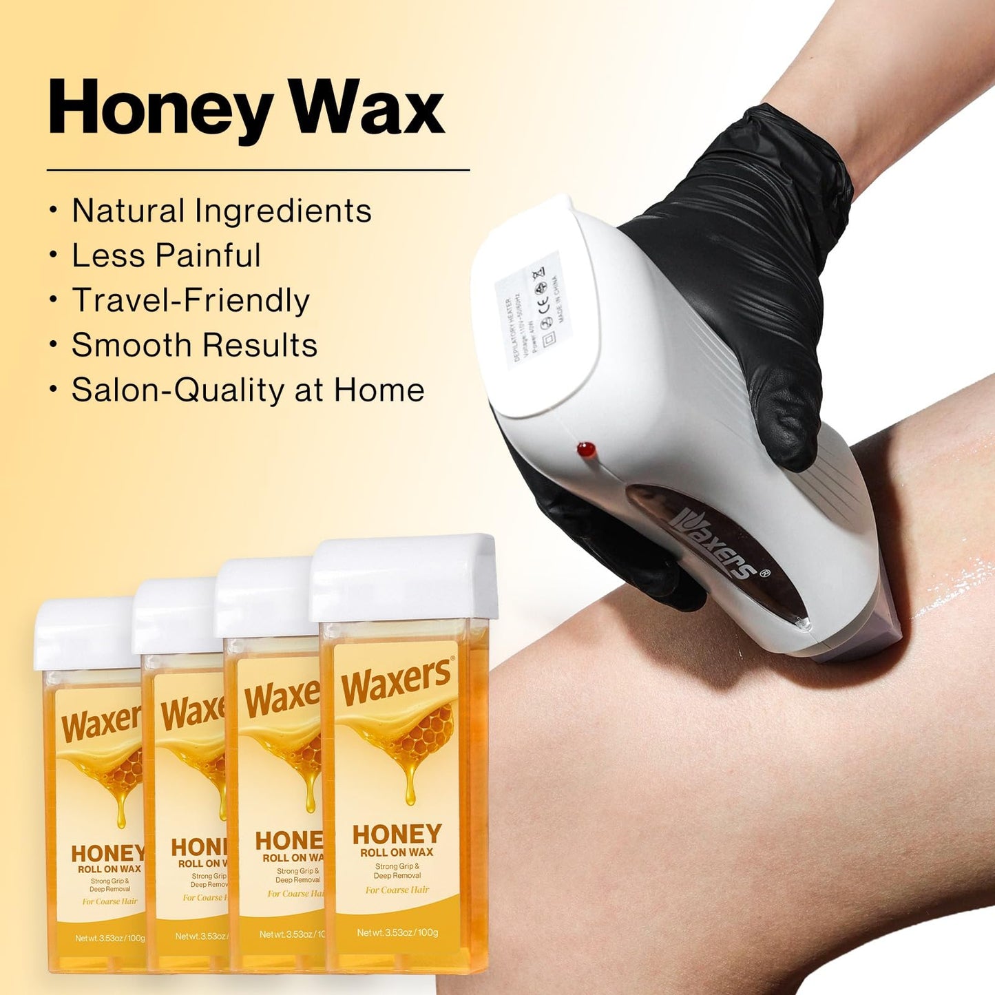 Waxers Roll on Wax Kit for Hair Removal at Home Roller Waxing Depilatory for Women Men Honey Soft Wax Kit for Coarse & Thick Hair with Warmer Beauty and Personal Care Waxers