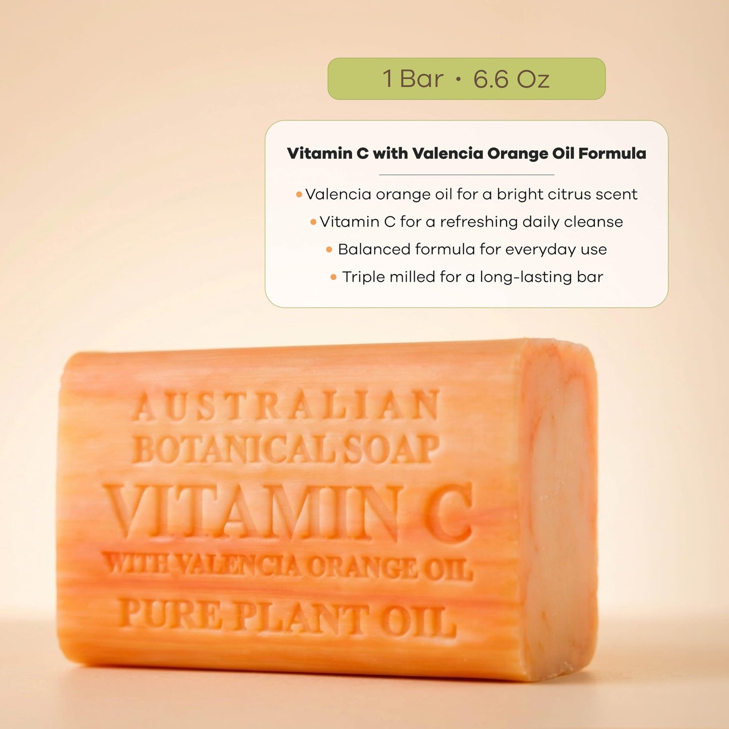 Australian Botanical Soap Vitamin C with Valencia Orange Oil 6.6 oz Triple Milled Luxury Soap Bar Enriched with Shea Butter, Suitable for Men, Women Beauty & Personal Care Australian Botanical Soap