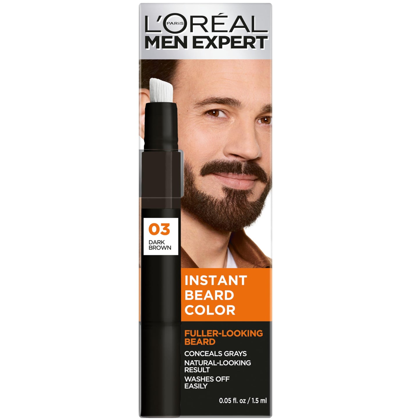 L’Oreal Paris Men Expert Instant Temporary Beard Color, Beard Filler for a Natural and Fuller-Looking Beard, 03 Dark Brown, 0.05 Fl Oz Beauty & Personal Care L'Oreal Paris