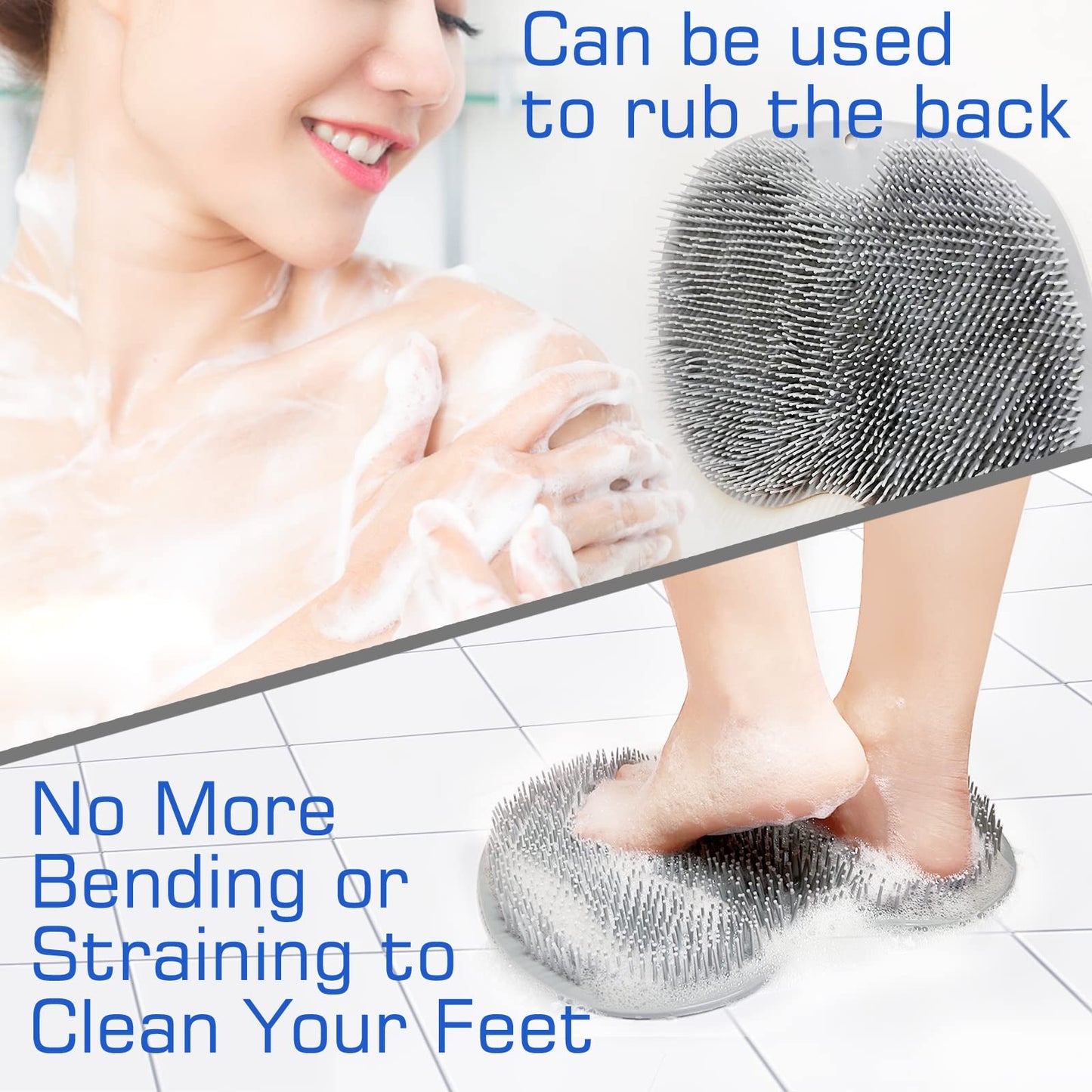 Shower Foot Scrubber Mat Back Washer Exfoliating Bath Wash Pad Wall Mounted Slip Suction Cups for Use in Cleaner Men and Women Beauty & Personal Care SZZYXD