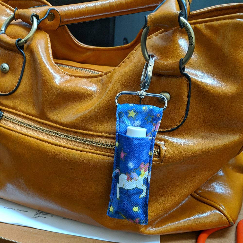 2 UNICORN Patterned Material Lip Balm Holsters LIPSTICK HOLDERS WITH Metal Clip Beauty and Personal Care Birdz