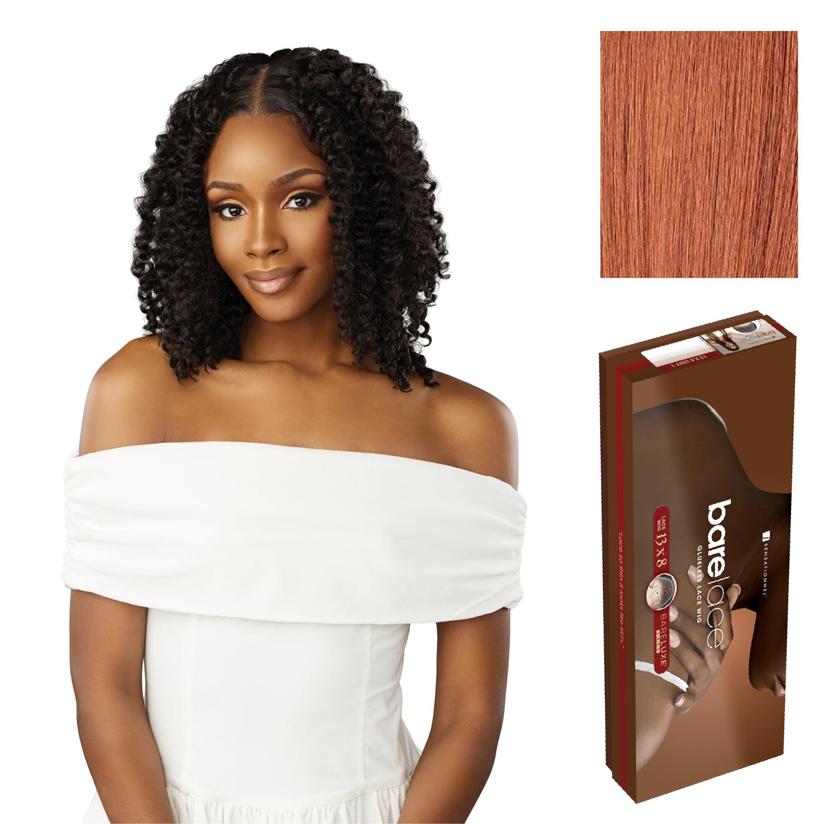 Sensationnel Barelace 13x8 LaceWig-Unit 3, CHOCOLATECOPPER