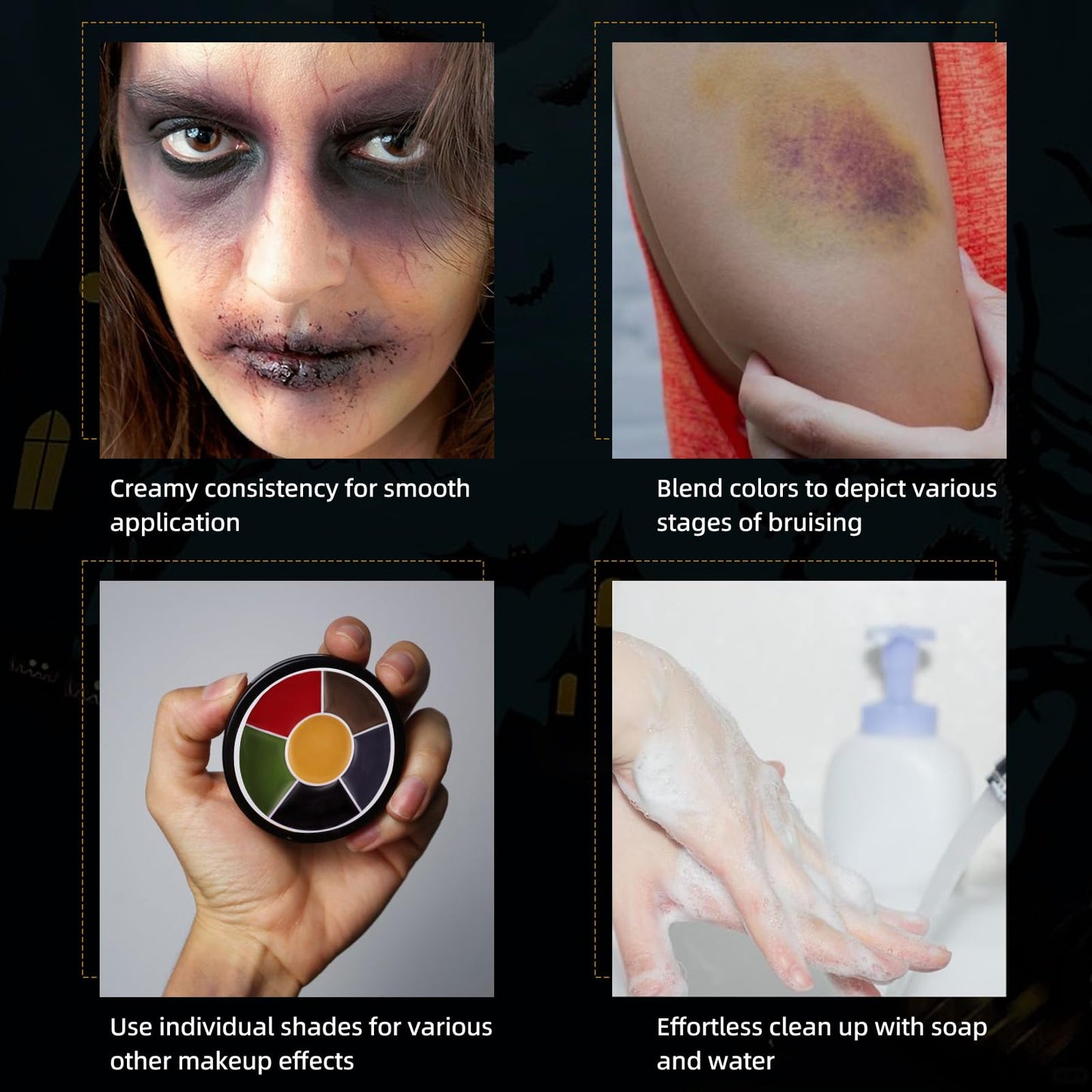 6 Color Bruise Wheel for Special Effects, FX Bruise Wheel, with 1pc Sponge, Halloween Bruise Makeup Kit, SFX Paint, for Clothes Face Body Paint Beauty & Personal Care Js2U ZW