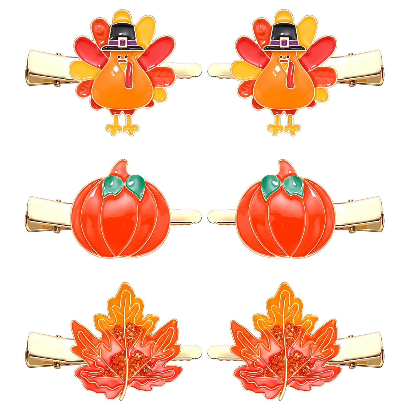 HZEYN 6 Pack Thanksgiving Hair Clip Fall Pumpkin Maple Leaf Turkey Hair Clips for Women Autumn Fall Hair Barrette Accessory Holiday Gifts Beauty & Personal Care HZEYN