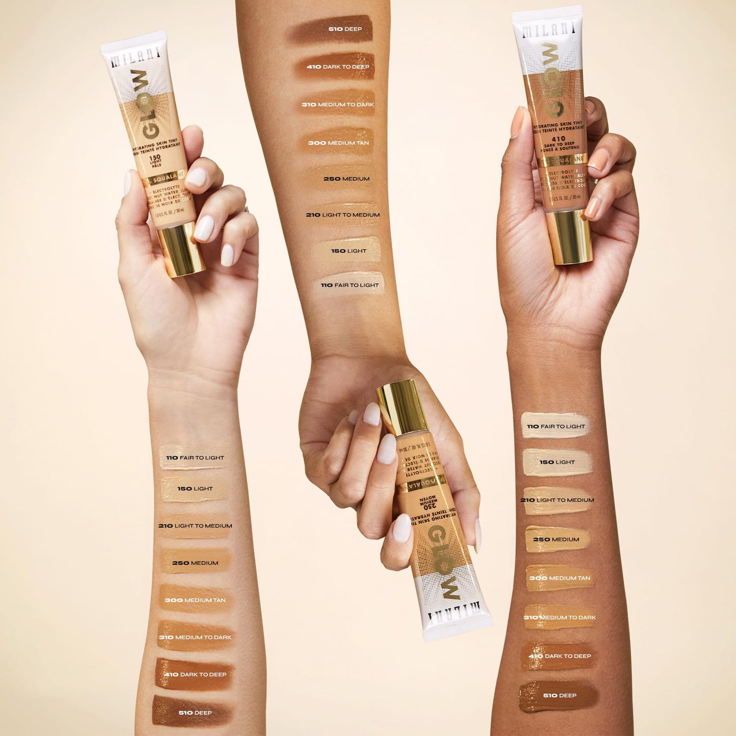 Milani Glow Hydrating Skin Tint - Medium to Dark, Dewy Finish, Light Coverage, Cruelty Free Beauty & Personal Care Milani