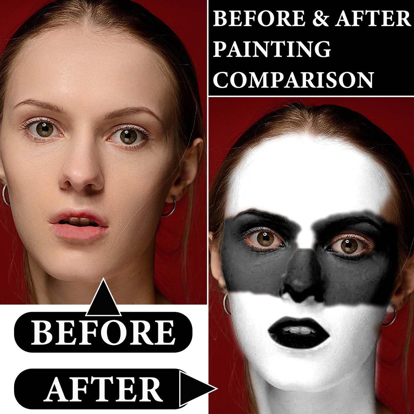 Black White Face Body Paint Set,Oil Based Face Painting Kit,Special Effects Halloween SFX Makeup Kit with 2 Brushes,Halloween Face Paint Palette Kit Beauty & Personal Care LZYLLS