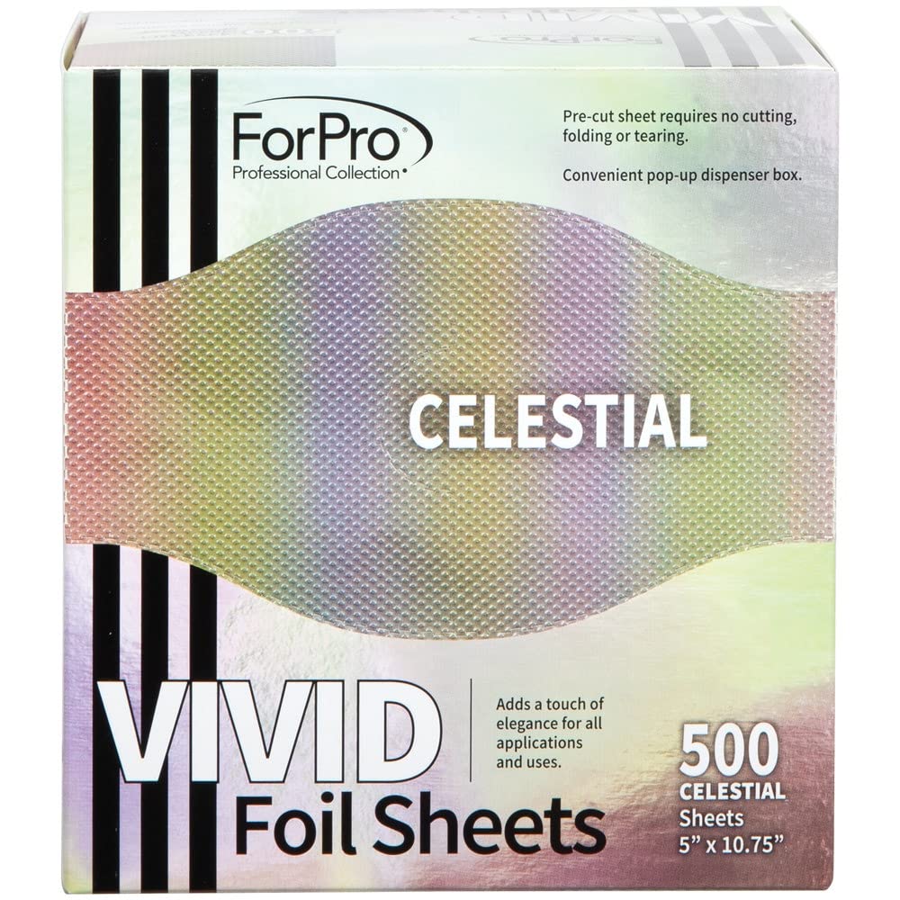 ForPro Professional Collection Vivid Celestial Embossed Foil Sheets, Aluminum, Pop-Up Foil Dispenser, Hair Foils for Color Application & Highlighting Beauty & Personal Care ForPro Professional Collection