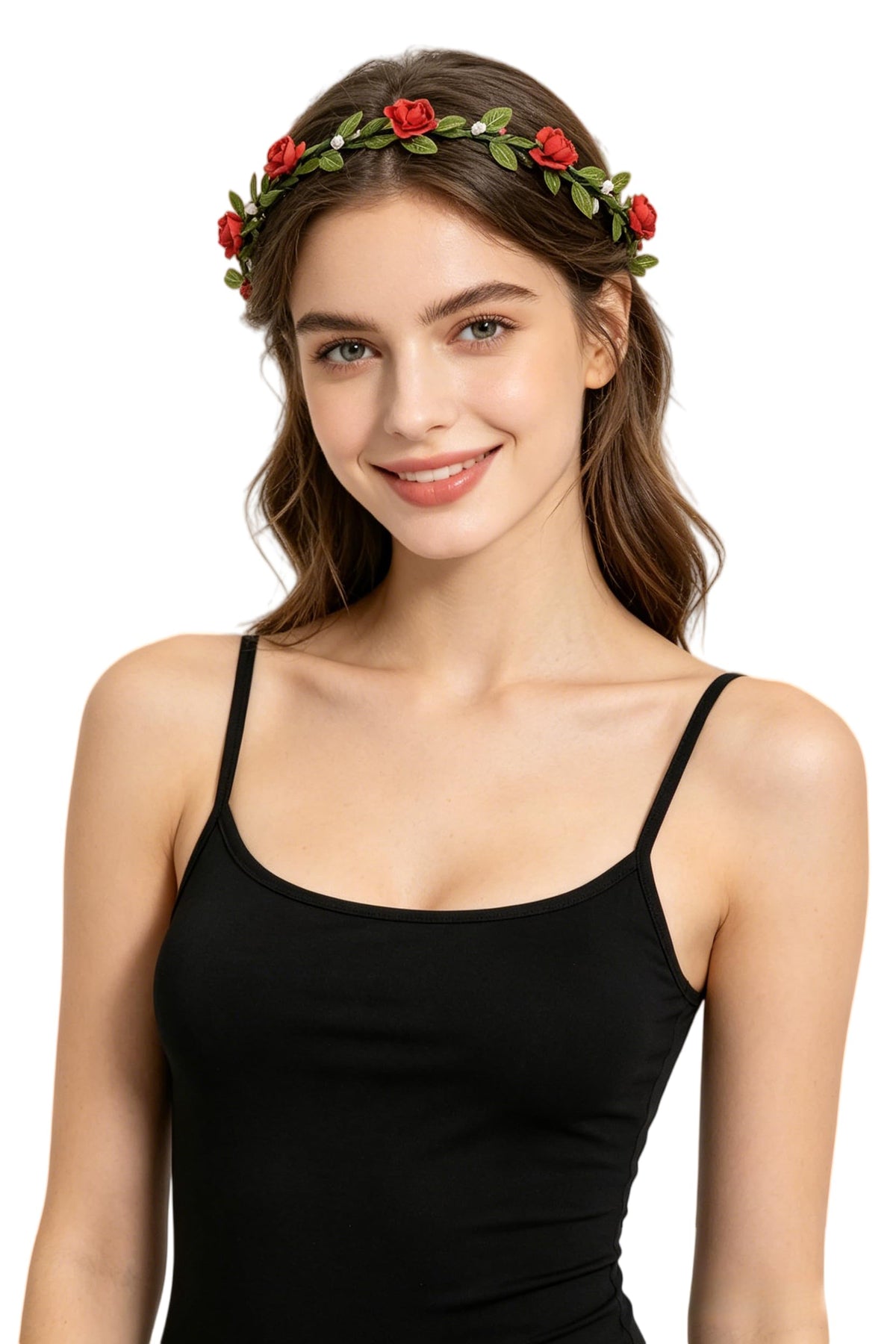 Accesyes Paper Rose Headband Leaf Tail Floral Crown for Party BOHO Style Flower Headpiece Women Fashion Hair Wreath Bride Bridesmaid Wedding
