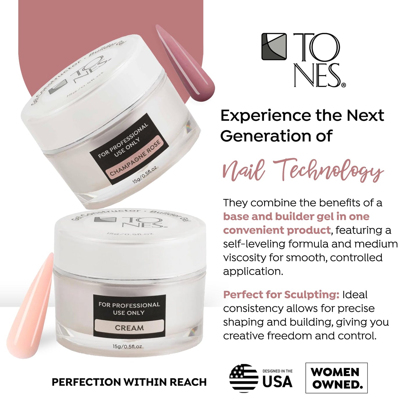 TONES Builder Gel - Nail Extension Strengthener | UV/LED Cured for Long Lasting Shine - Superior Grip & Sculpting | (Glittery White) | (15ml/0.5fl.oz) Beauty & Personal Care TONES