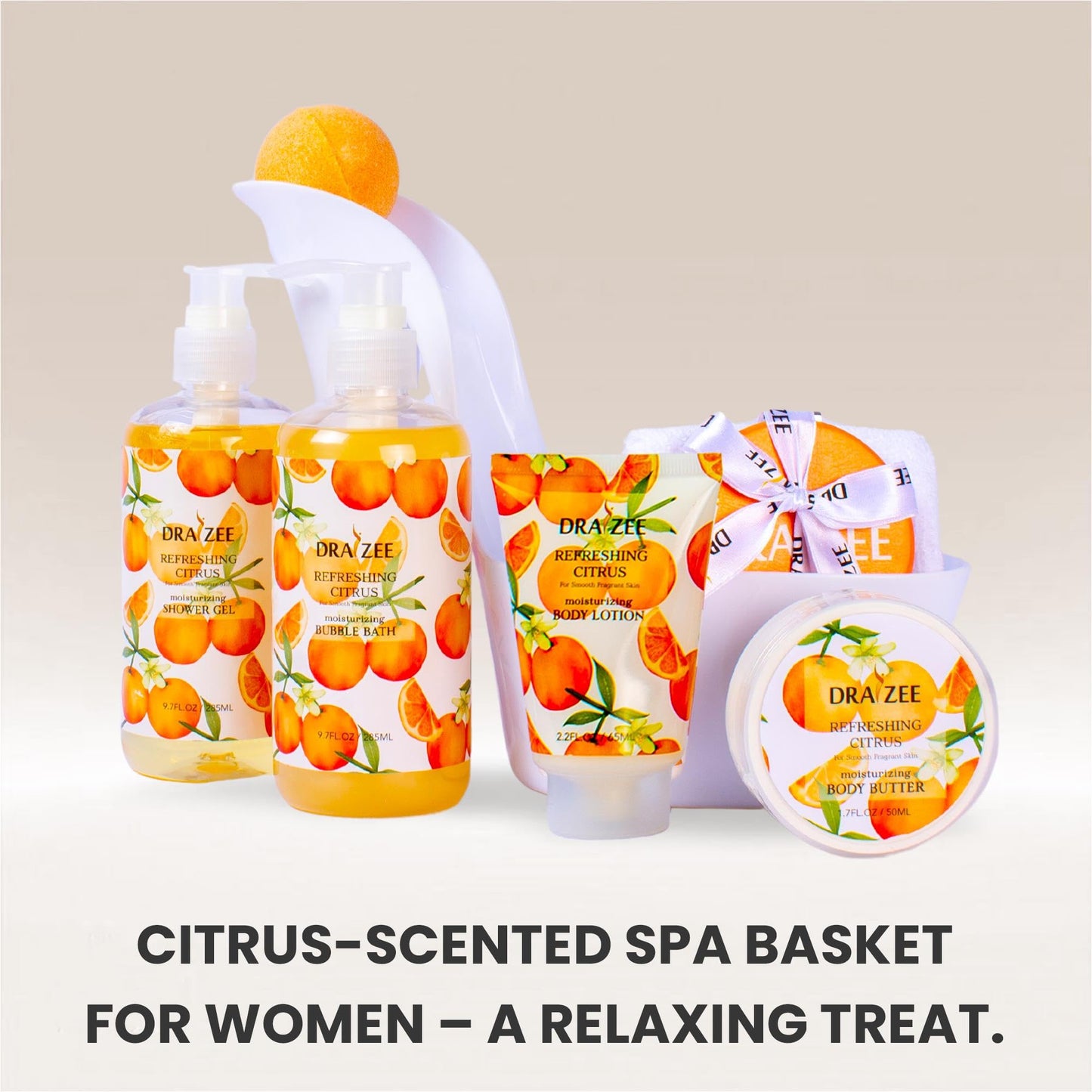 Draizee Heel Shoe Spa Gift Basket for Women, 8 Pc Citrus Scented Beauty and Personal Care Draizee