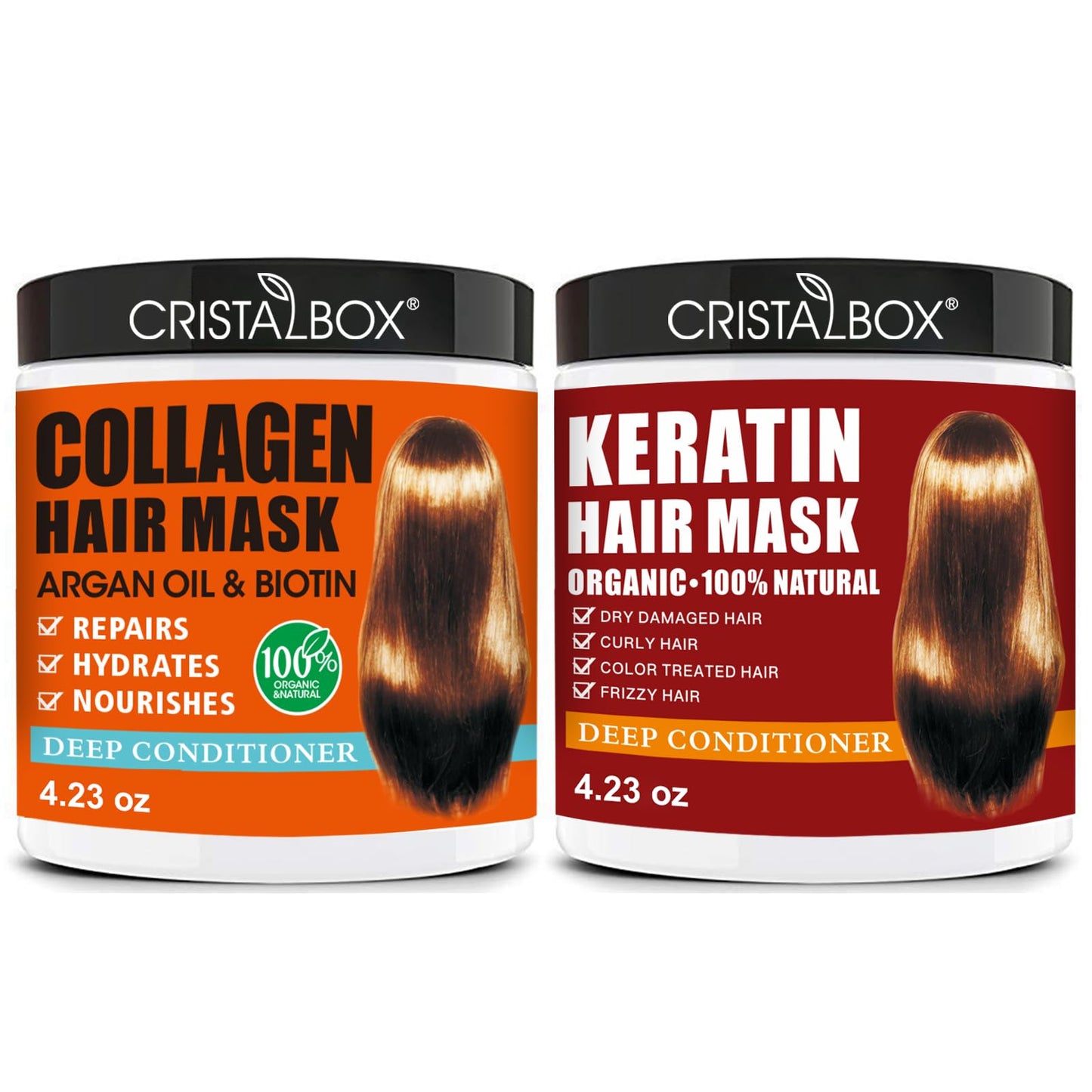 2 Pack Collagen Hair Mask & Keratin Hair Mask,Keratin Hair Treatment,Repair Treatment Deep Conditioning Hair Treatment Mask for Damaged Hair,Hydrating Beauty and Personal Care CRISTALBOX