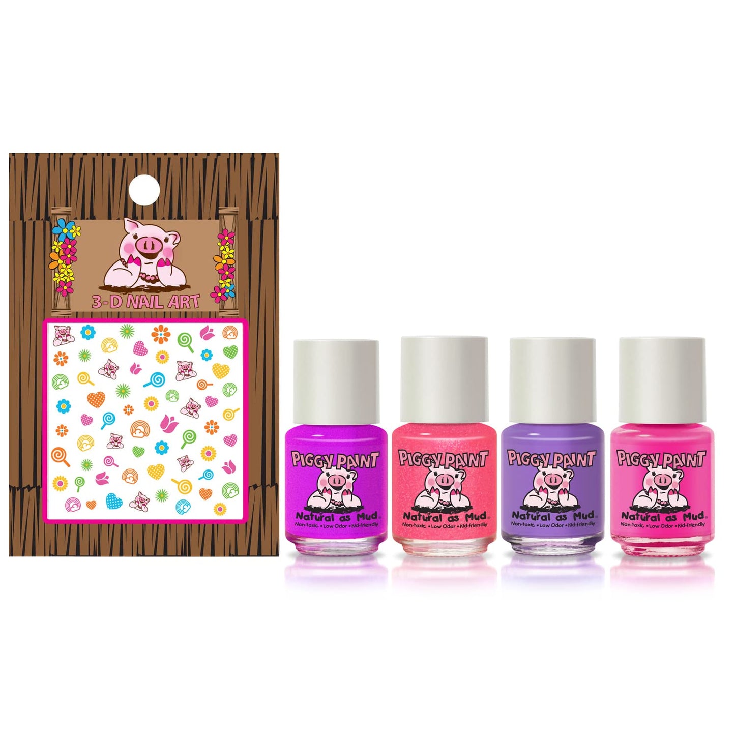 Piggy Paint | 100% Non-Toxic Girls Nail Polish | Safe, Cruelty-free, Vegan, & Low Odor for Kids | Swirls & Twirls (4 Polish + Nail Art Gift Set) Beauty & Personal Care Piggy Paint