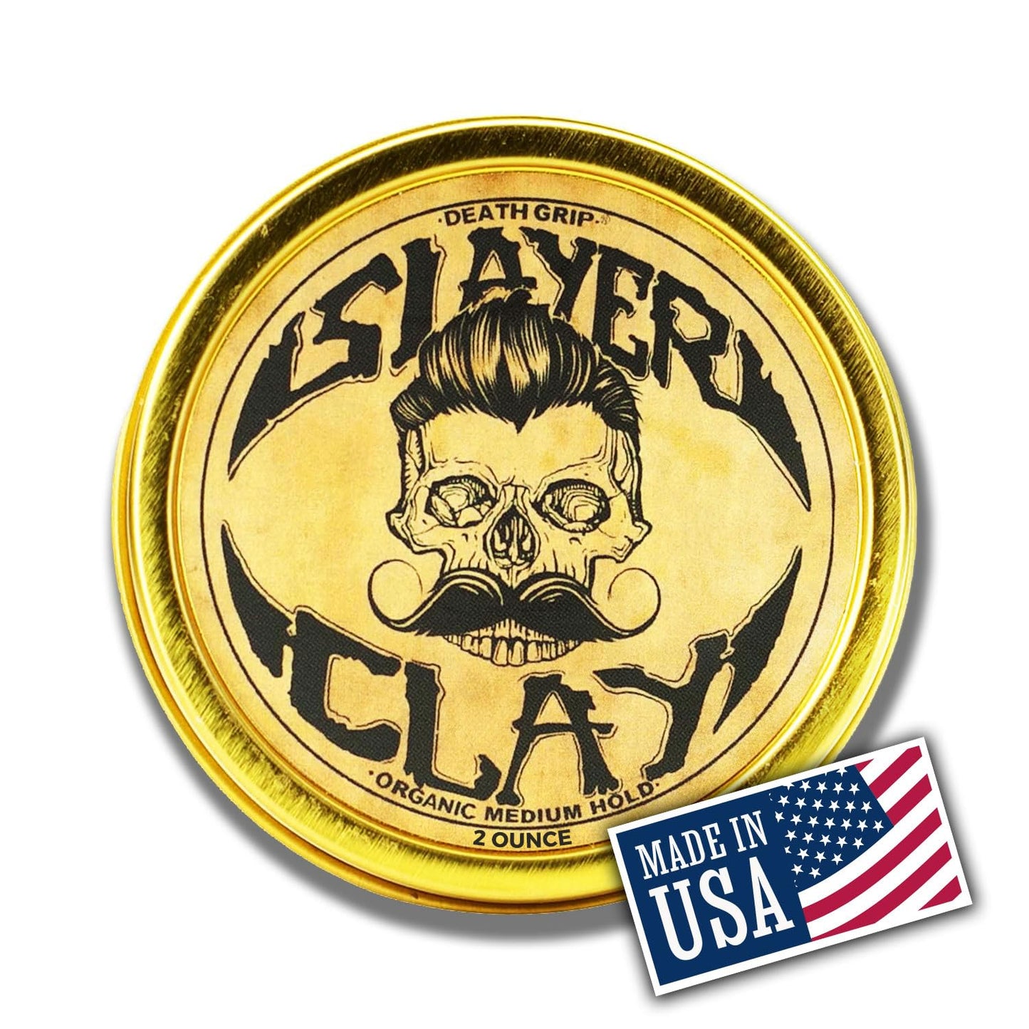 Hair Clay For Men - Slayer Clay Organic Medium Hold 2 Ounce Tin - Like Pomade Cream Or Gel - Shine Free & Non Greasy - Anti Dandruff & Easy To Use Beauty & Personal Care Vintage Grooming Co