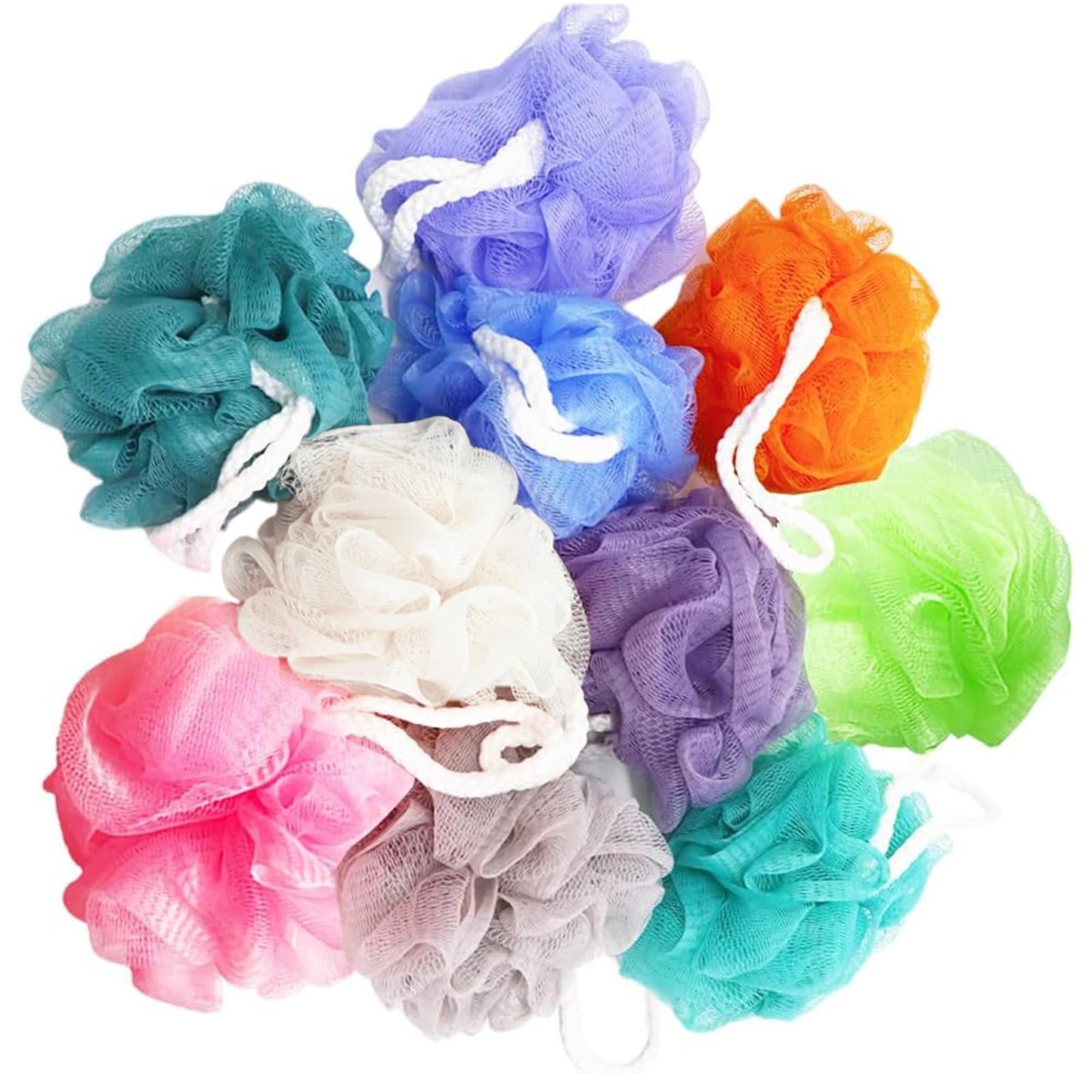10 Pack of Bath Loofah Shower,Small Size Sponge Pouf Body Scrubber Exfoliator Scrubber Ball,Mesh Bath and Shower Sponge for Kids Women Men Body Wash Beauty & Personal Care Meirrnyyu