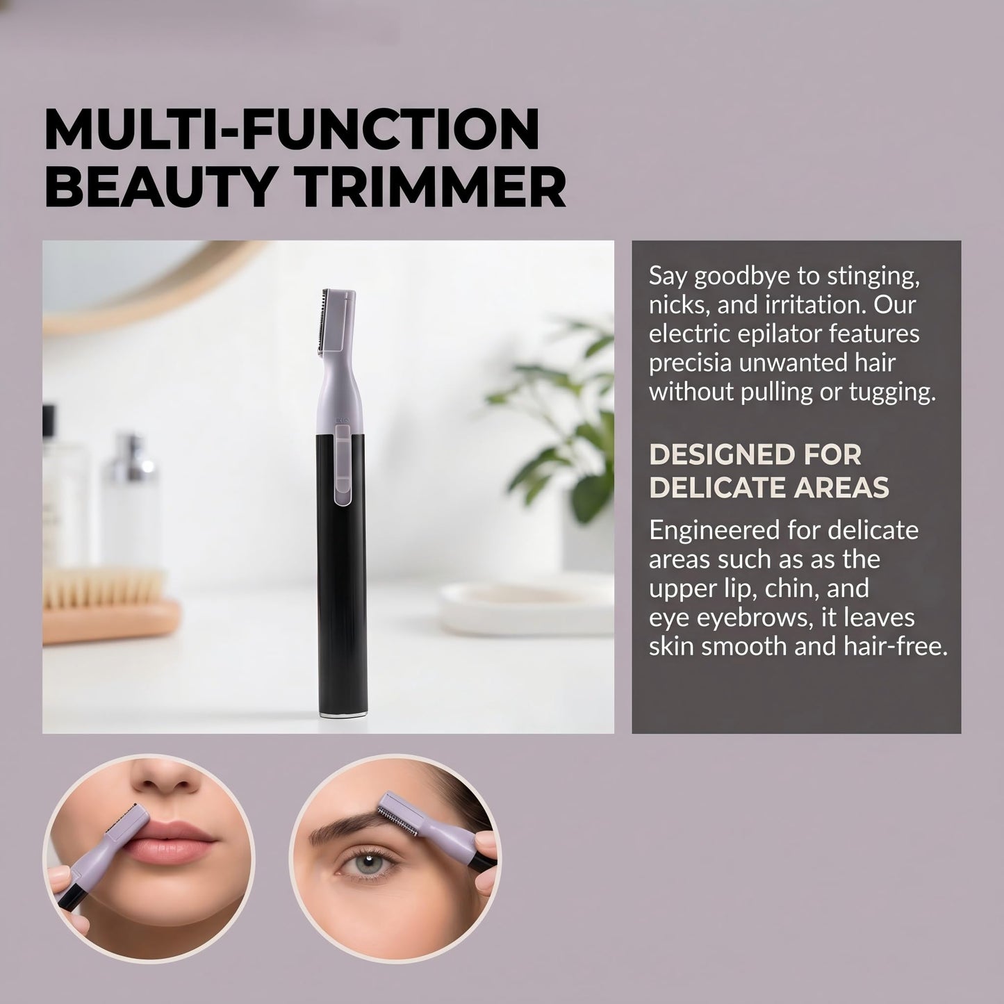 Wadukud Electric Eyebrow Trimmer, Portable Facial Hair Remover with Comb & Brush, Painless Face Razor for Eyebrow Shaping, Upper Lip, Chin, Arms, Legs Beauty and Personal Care Wadukud
