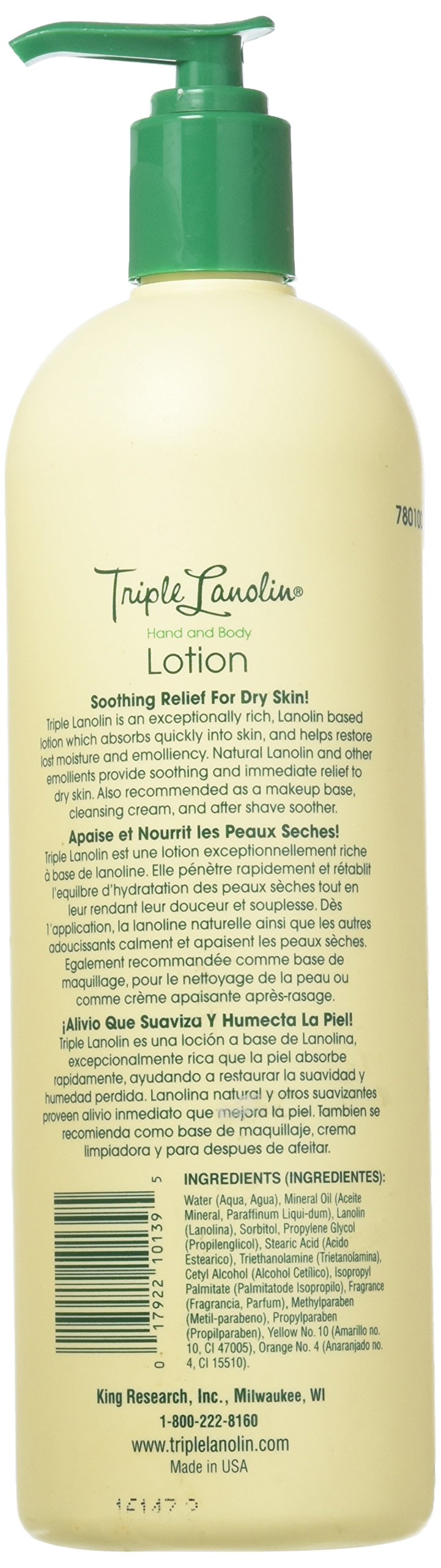 Triple Lanolin Original Formula Hand & Body Lotion (20 oz) - Professional Lanolin Moisturizer for Dry Skin - Deeply Hydrating Hand and Body Lotion Beauty & Personal Care Triple Lanolin