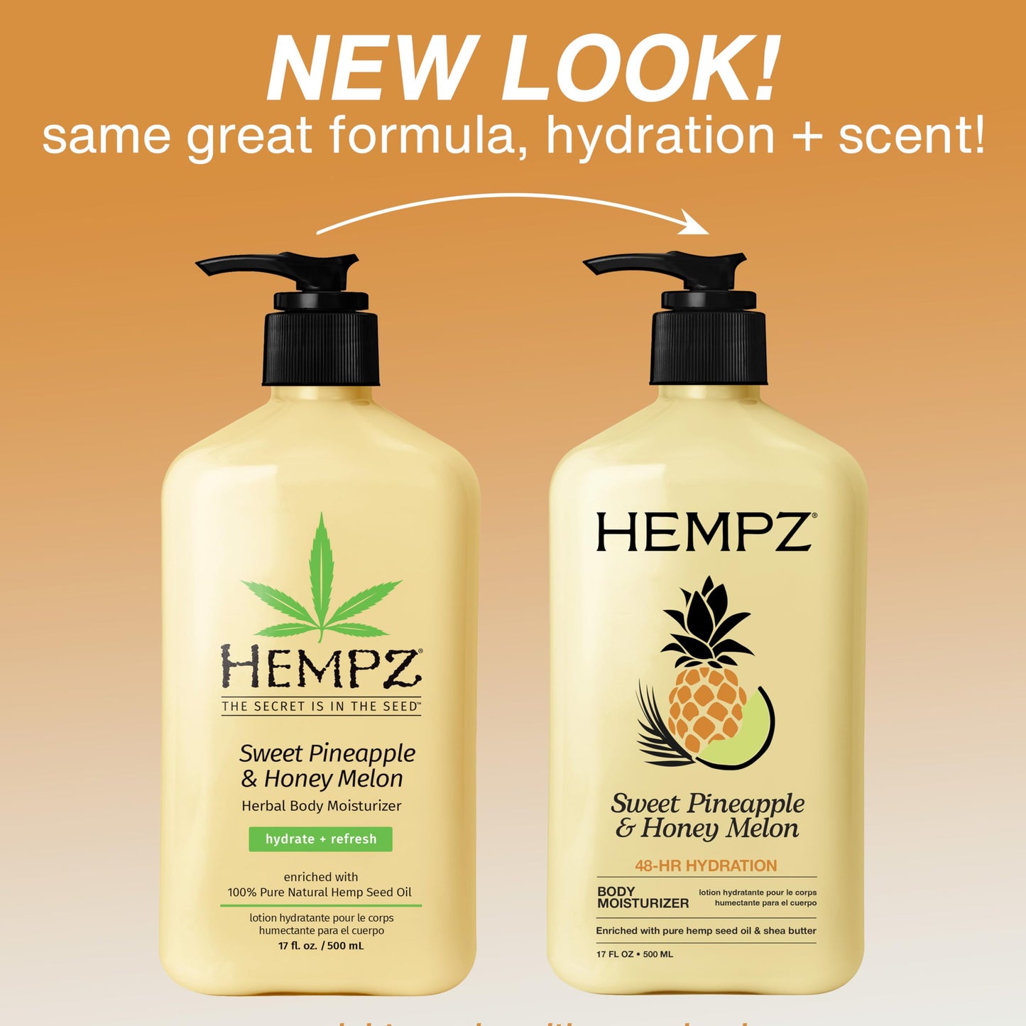 Hempz Body Lotion - Sweet Pineapple & Honey Melon Daily Moisturizing Cream, Shea Butter, Aloe, Orange Extract Body Moisturizer - Skin Care Products Beauty & Personal Care Hempz