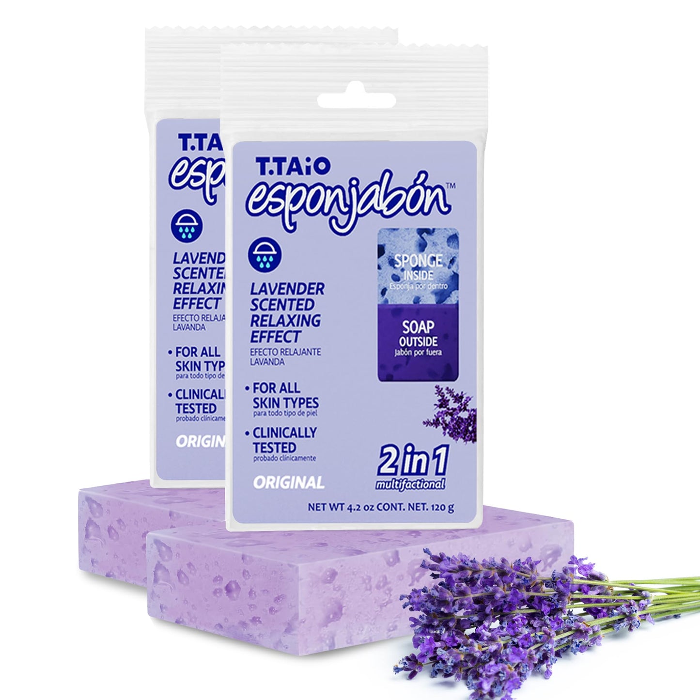 T.Taio Esponjabon Soap Sponge - Cleansing Shower Scrubber - Cleaning Bath Wash Scrub - Oil Removal - Massage & Lather Foot, Elbow, & Face - Bathroom Beauty & Personal Care T.TAIO