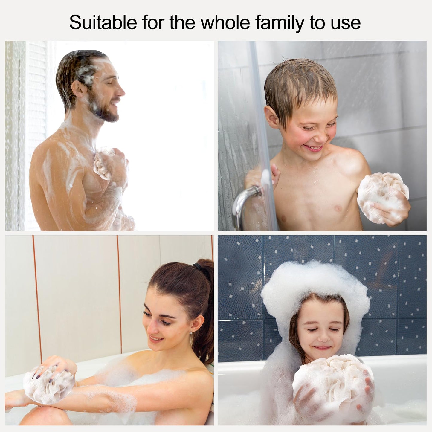 Fishent Bath Loofah Sponge, 3 Pack loofahs Exfoliating Body Scrubber, 60g Soft Mesh Pouf Shower Puffs, Loofa for Women and Men Beauty & Personal Care Fishent