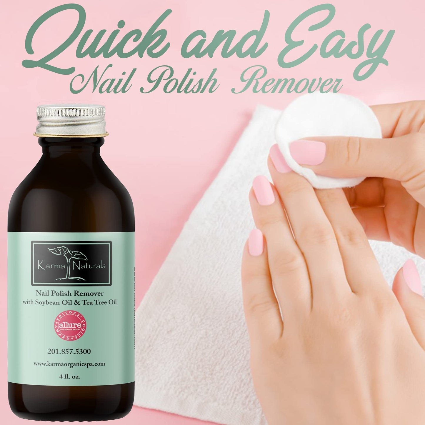 Karma Organic Nail Polish Remover with Soybean Oil and Tea Tree Oil- Non Toxic, Vegan, Cruelty Free, Acetone Free - Nails Strengthener for Fingernails Beauty & Personal Care karma organic