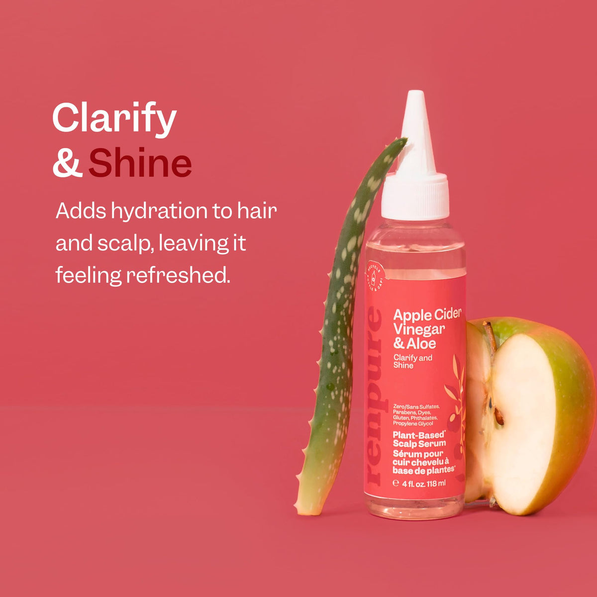 RENPURE Plant Based* Apple Cider Vinegar Scalp Serum for Dull Hair, 4oz