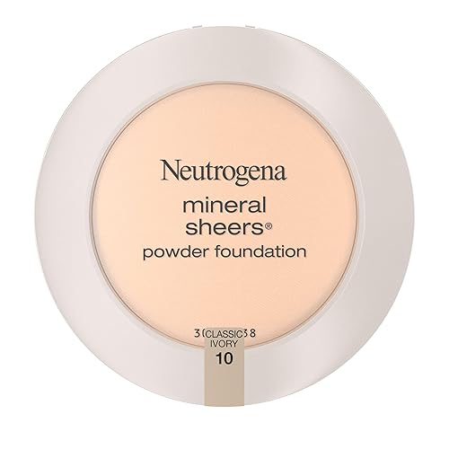 Neutrogena Mineral Sheers Compact Powder Foundation, Lightweight & Oil-Free Mineral Foundation, Fragrance-Free, Classic Ivory 10,.34 oz (Pack of 2) Beauty & Personal Care Neutrogena