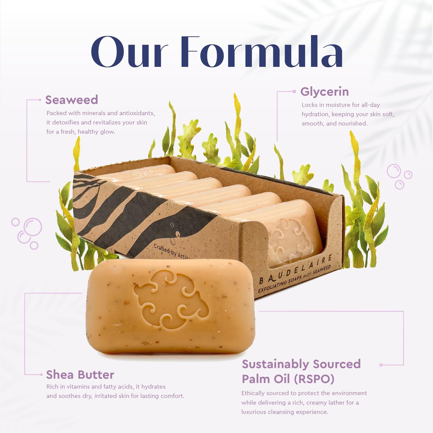 Baudelaire Exfoliating Spice Loofa Soap - Natural Fragrance - Hydrating & Moisturizing Triple-Milled Luxury, 5 oz (Pack of 6) Beauty & Personal Care Baudelaire