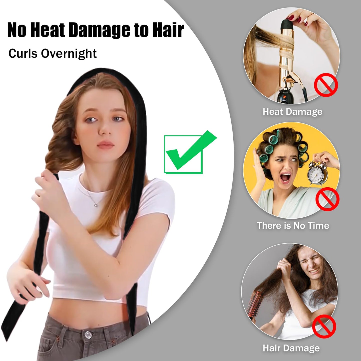 Heatless Velvet Hair Curlers to Sleep in Heatless Curling Rod Headband For Long Hair Overnight No Heat Curls for Women Long Hair Waves - 6 Pieces Set Beauty & Personal Care Ailsa