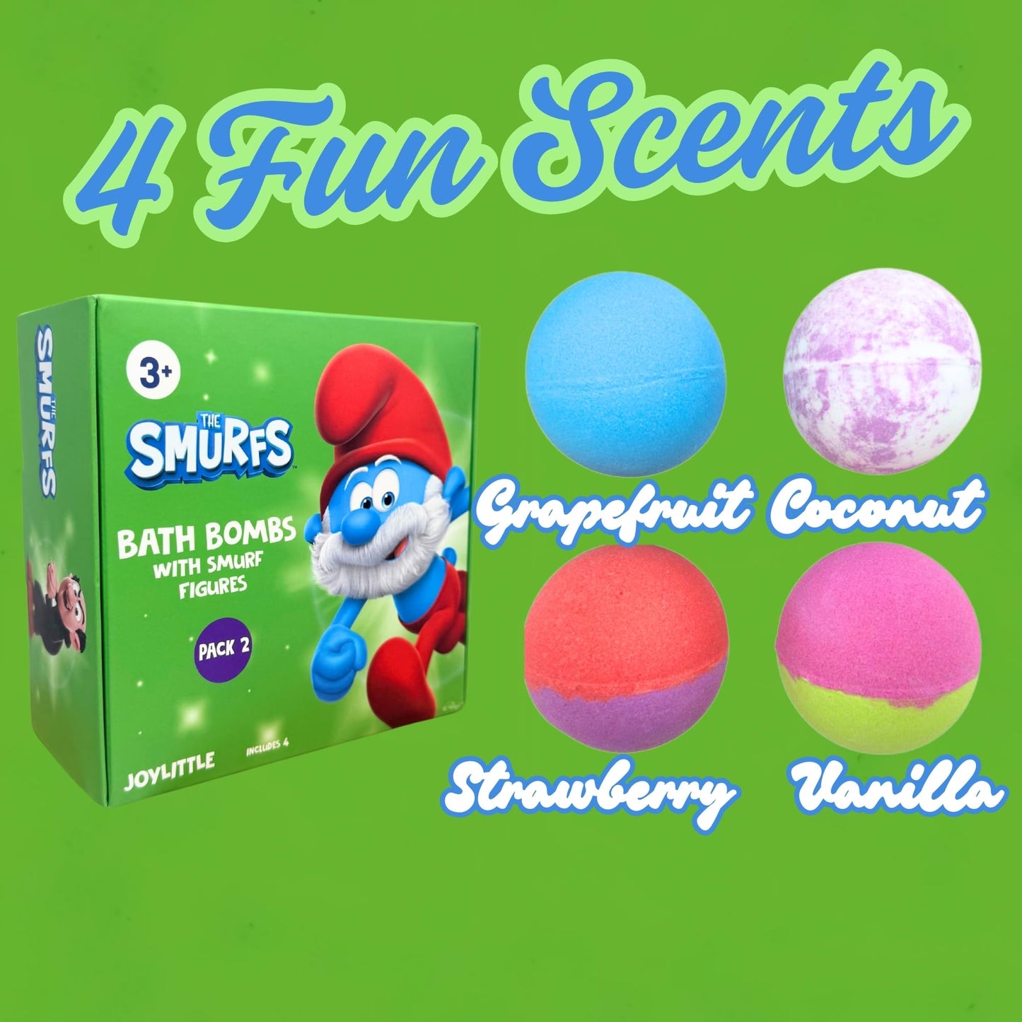 The Smurfs Bath Bombs with Action Figures-Papa Smurf, Farmer, Grouchy, and Gargamel (Pack 2) Beauty and Personal Care Joylittle