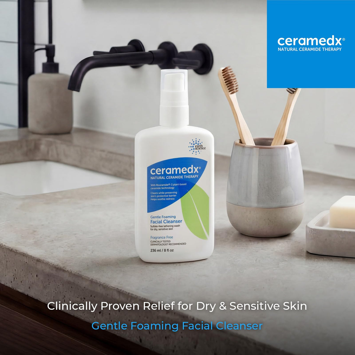 Ceramedx Gentle Foaming Ceramide Facial Cleanser, Unscented, 8 oz