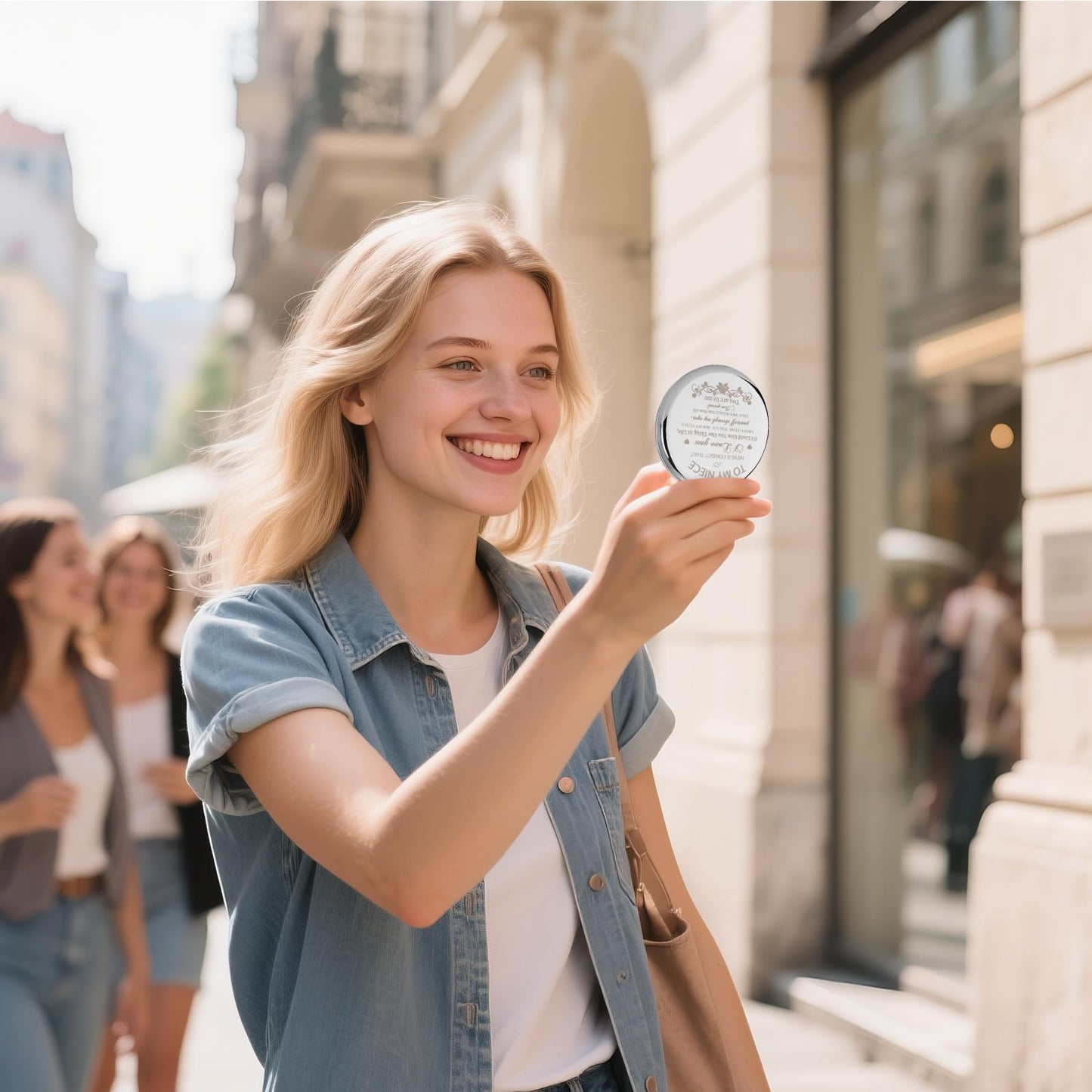 GAOLZIUY Niece Gifts Compact Mirror for Niece from Aunt, Silver Niece Compact Mirror, Birthday Gifts for Niece from Aunt Uncle for Niece’s Birthday Beauty & Personal Care GAOLZIUY