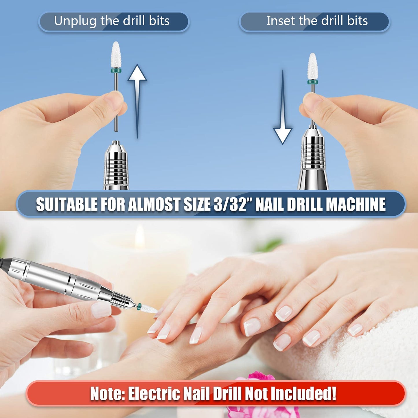 Depvko 13PC Nail Drill Bits Set, Drill Bits for Nails, 3pcs Tungsten Carbide Drill Bits+ 3pcs Ceramic Efile Nail Drill Bits+ 6pcs Cuticle Drill Bits+ Beauty & Personal Care Depvko