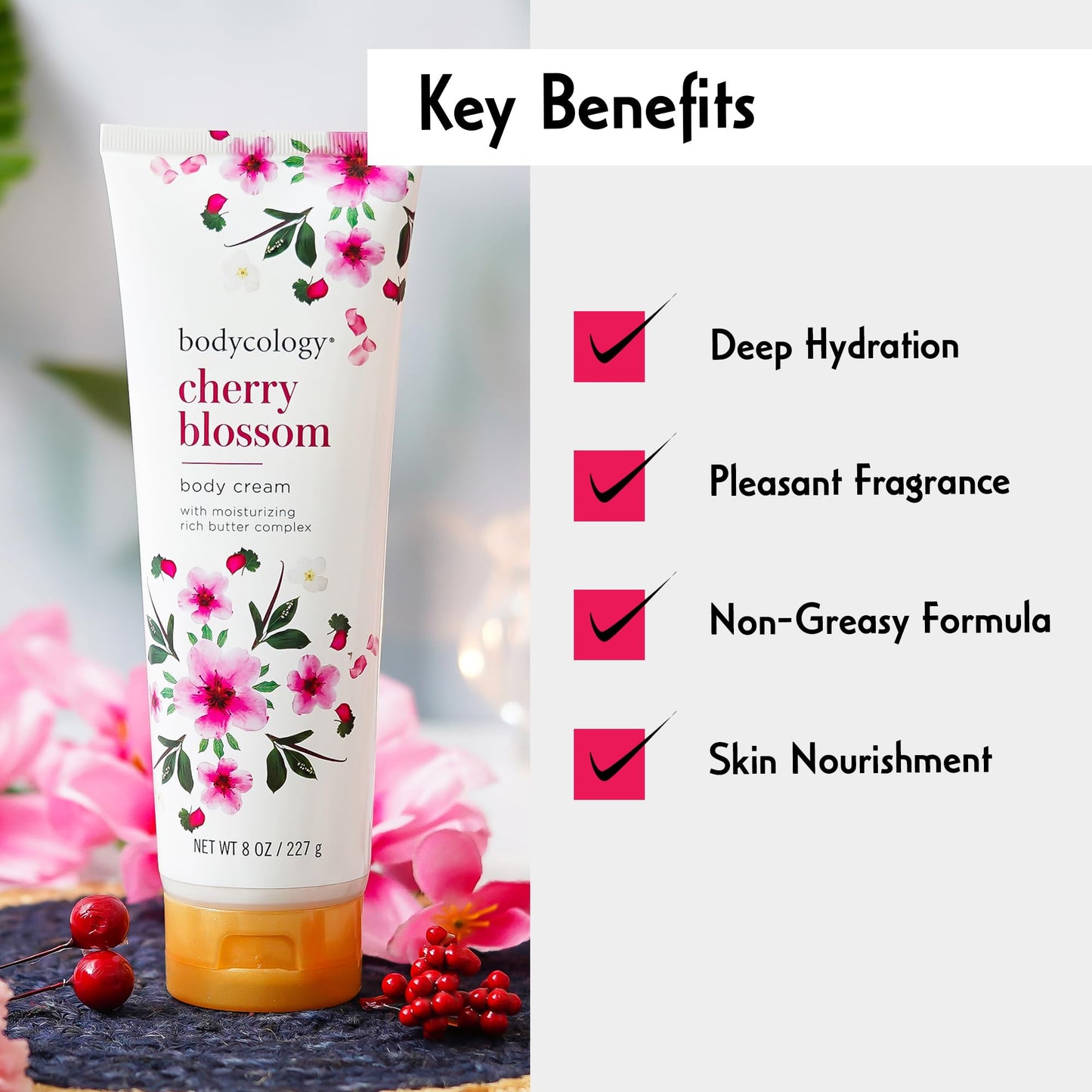 Bodycology Cherry Blossom Moisturizing Body Cream for Women, 8 Ounce (455004106) Beauty & Personal Care Bodycology