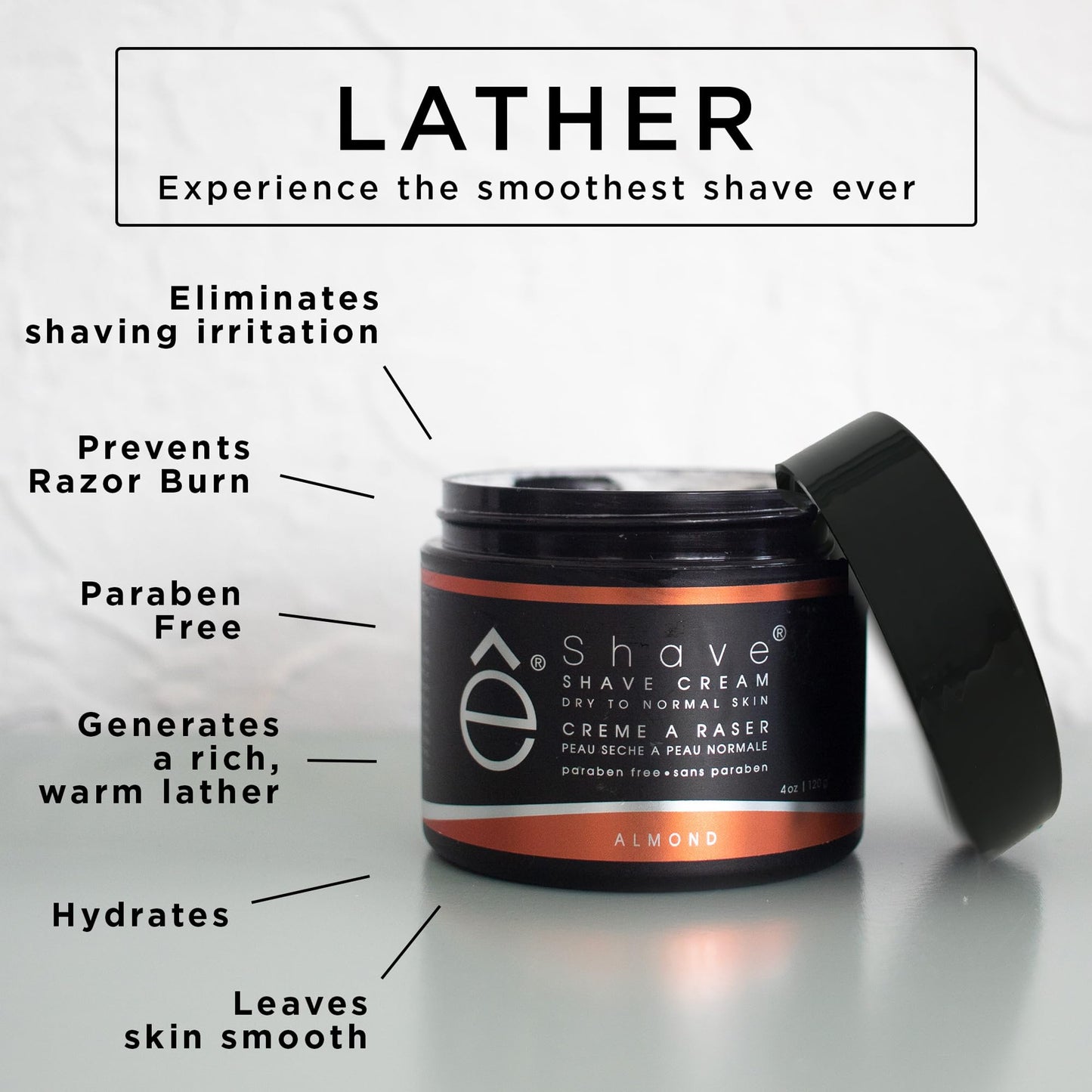 eShave Shaving Cream for Men 4 oz, Almond, prevents shaving irritation and razor burn, generates a rich lather for a soft, silky, Smoothest Shave Beauty and Personal Care eShave