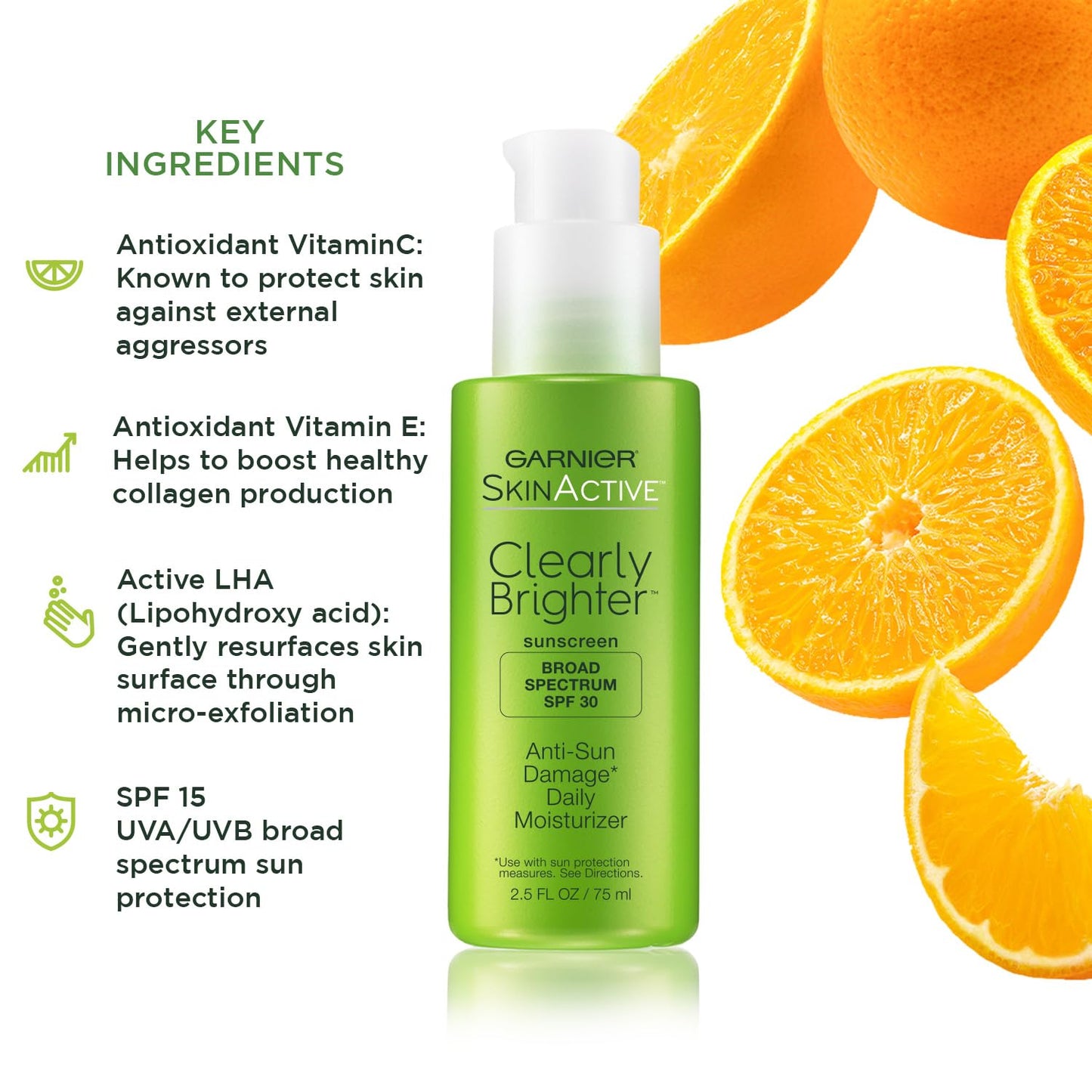 Garnier Clearly Brighter SPF 30 Face Moisturizer with Vitamin C, 2.5 Fl Oz (75mL), 2 Count (Packaging May Vary) Beauty & Personal Care Garnier