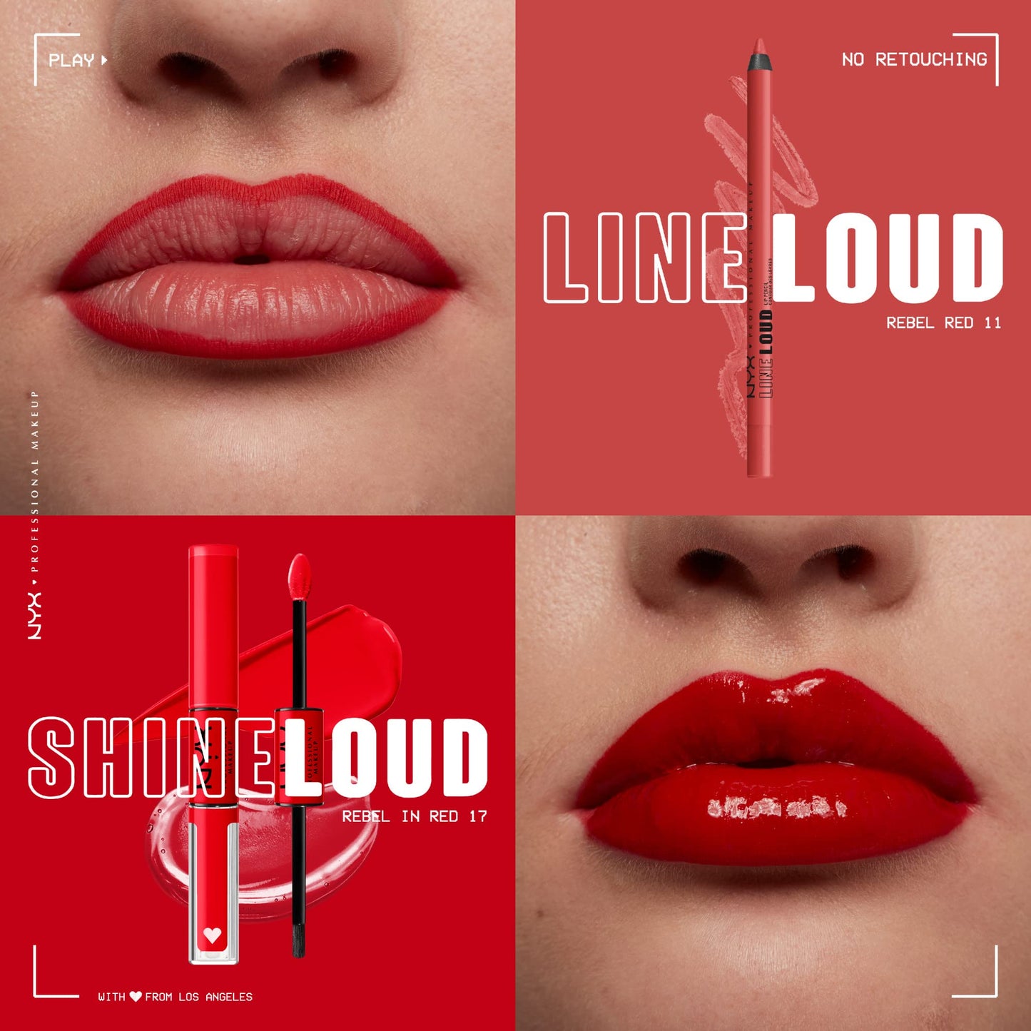 NYX PROFESSIONAL MAKEUP Line Loud Lip Liner, Longwear and Pigmented Lip Pencil with Jojoba Oil & Vitamin E - Rebel Red (Warm Red) Beauty & Personal Care NYX PROFESSIONAL MAKEUP