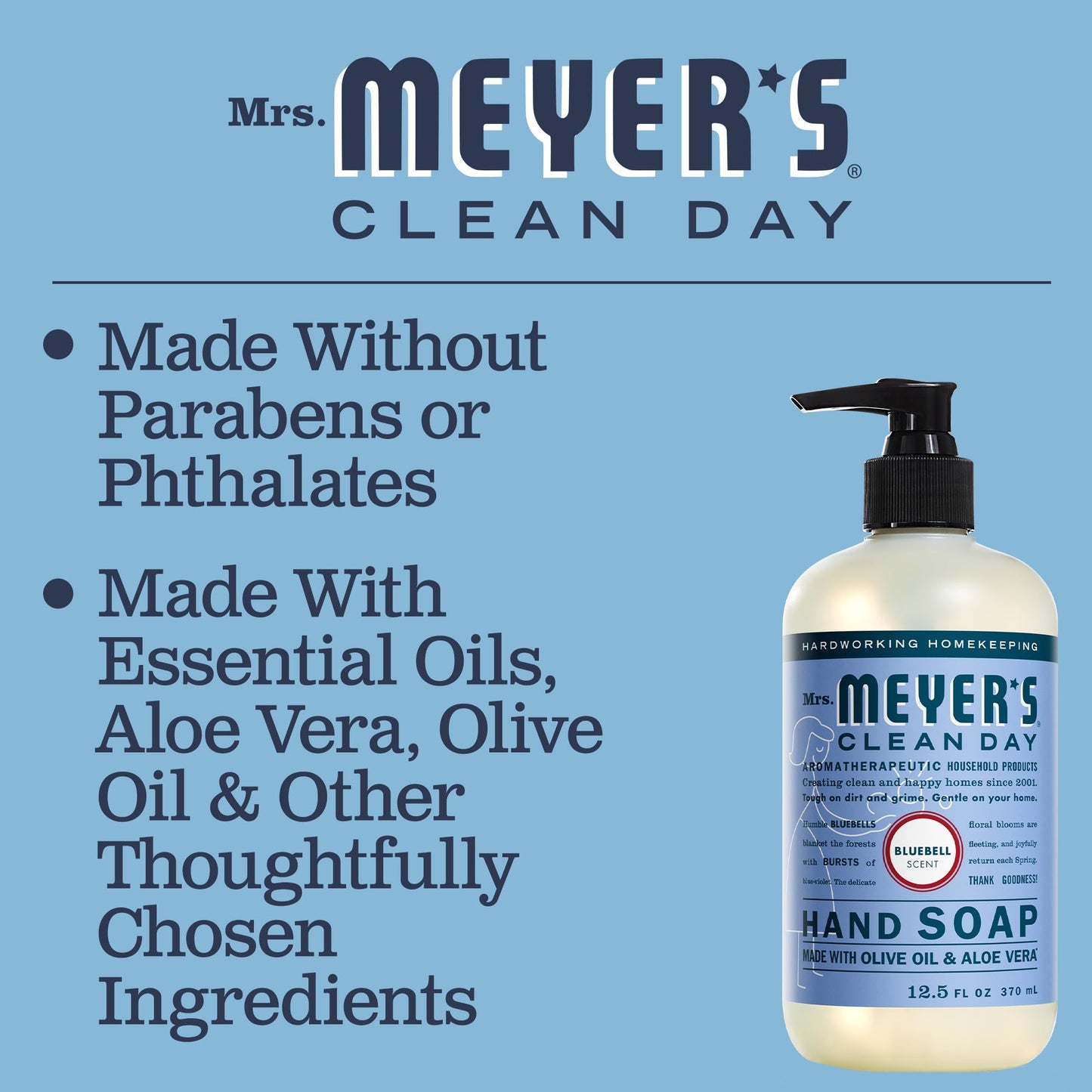 MRS. MEYER'S Clean Day Hand Soap, Made with Essential Oils, Biodegradable Formula, Bluebell, 12.5 fl. oz Beauty & Personal Care Mrs. MEYER'S