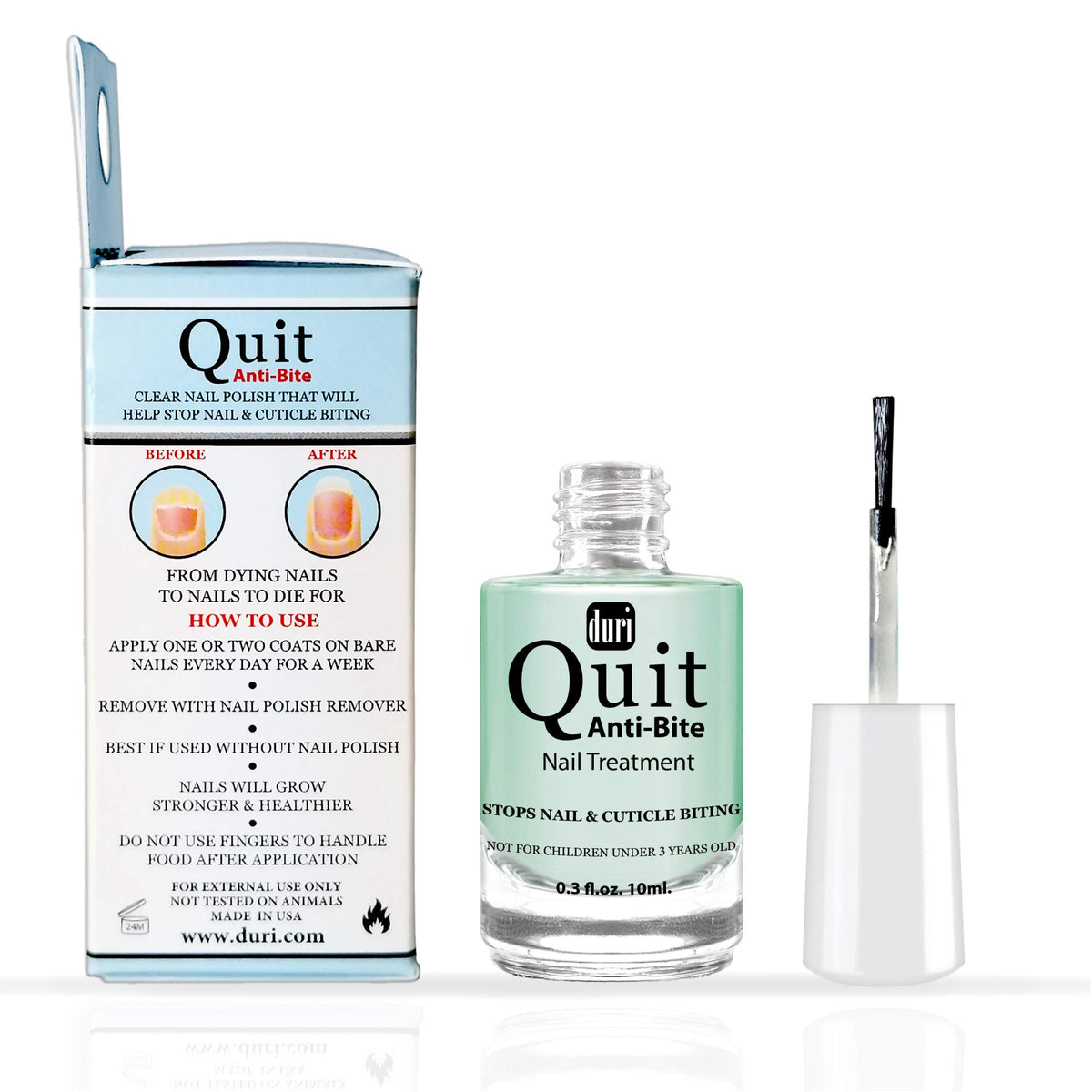 duri Quit Anti Bite, Stops Nail and Cuticle Biting and Sucking, Bitter Taste, Nail Care, for Ages 3+ (0.3 fl.oz. 10 ml.)