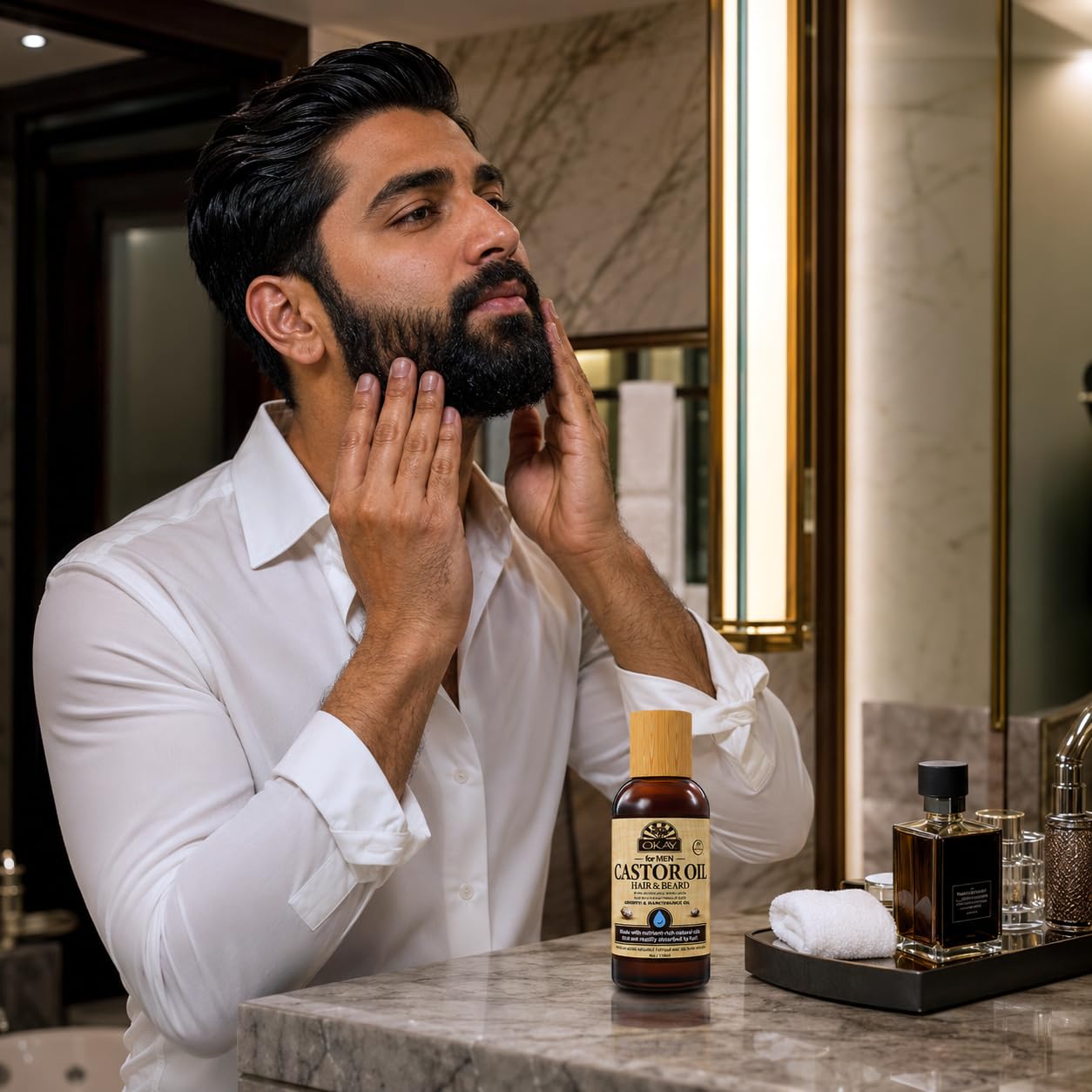 OKAY MEN Castor Oil Beard & Hair Oil - Beard Health Oil Treatment for Men, Moisturizer for Soft Hair with Natural Ingredients, Hexane Free - 4 oz Beauty and Personal Care OKAY