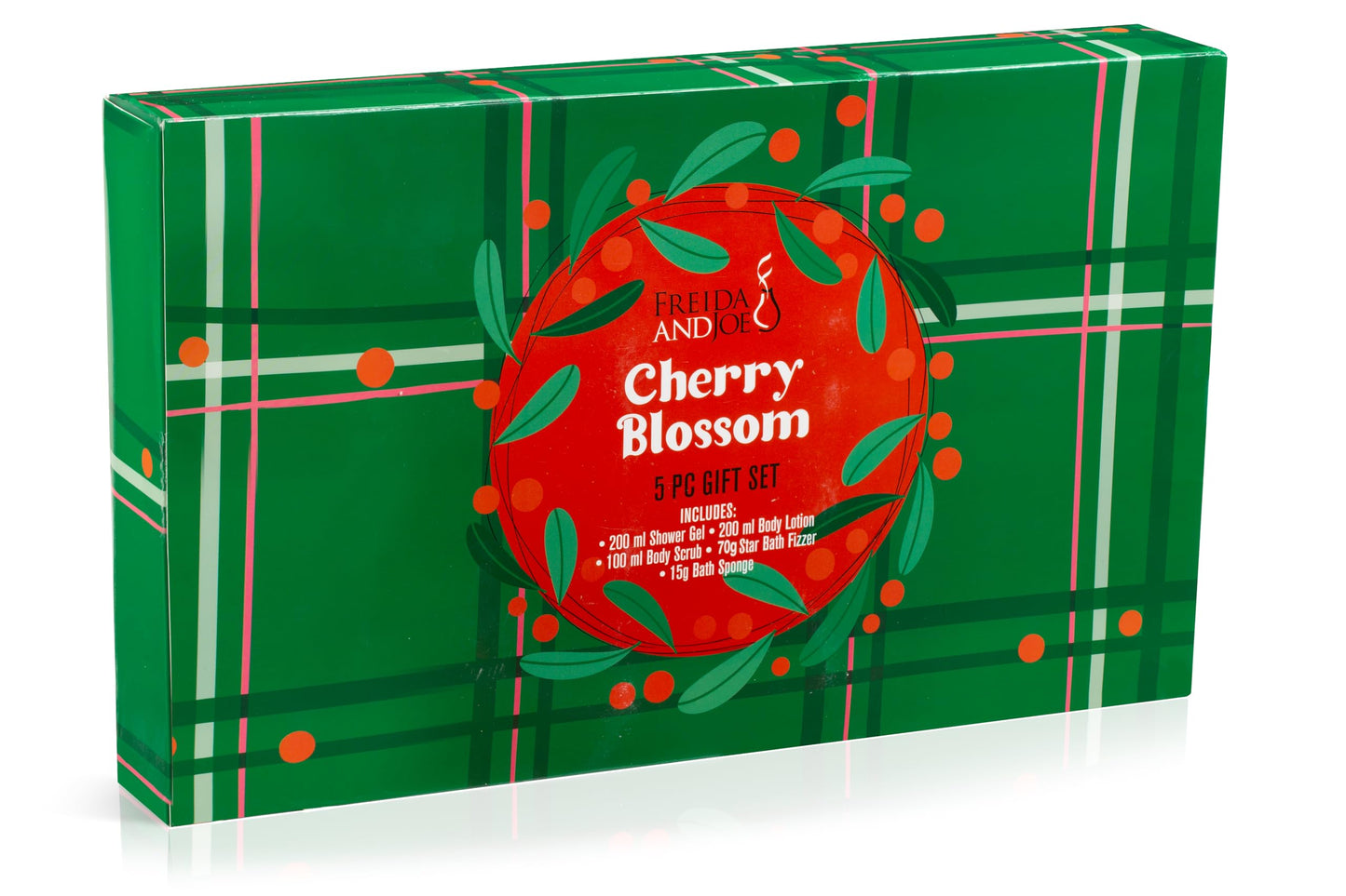 Fragrance Bath & Body Collection Gift Box, Includes Shower Gel, Body Lotion, Body Scrub, Bath Bomb & Sponge (Cherry Blossom) Beauty and Personal Care Freida and Joe
