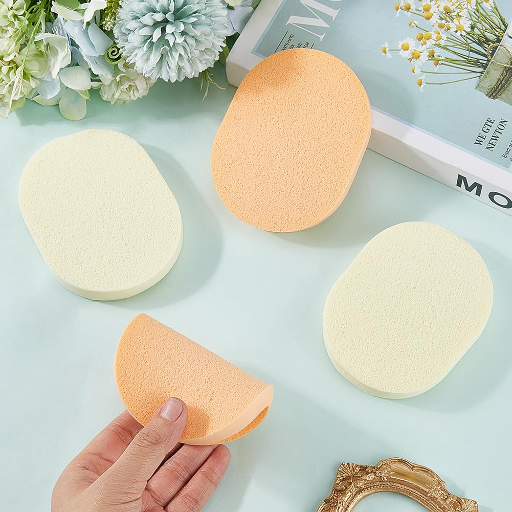 GORGECRAFT 4Pcs Face Washing Sponges Reusable Make-Up Remover Sponges Oval Facial Cleansing Sponge 2 Colors Make Up Sponges for Foundation Daily Beauty and Personal Care GORGECRAFT